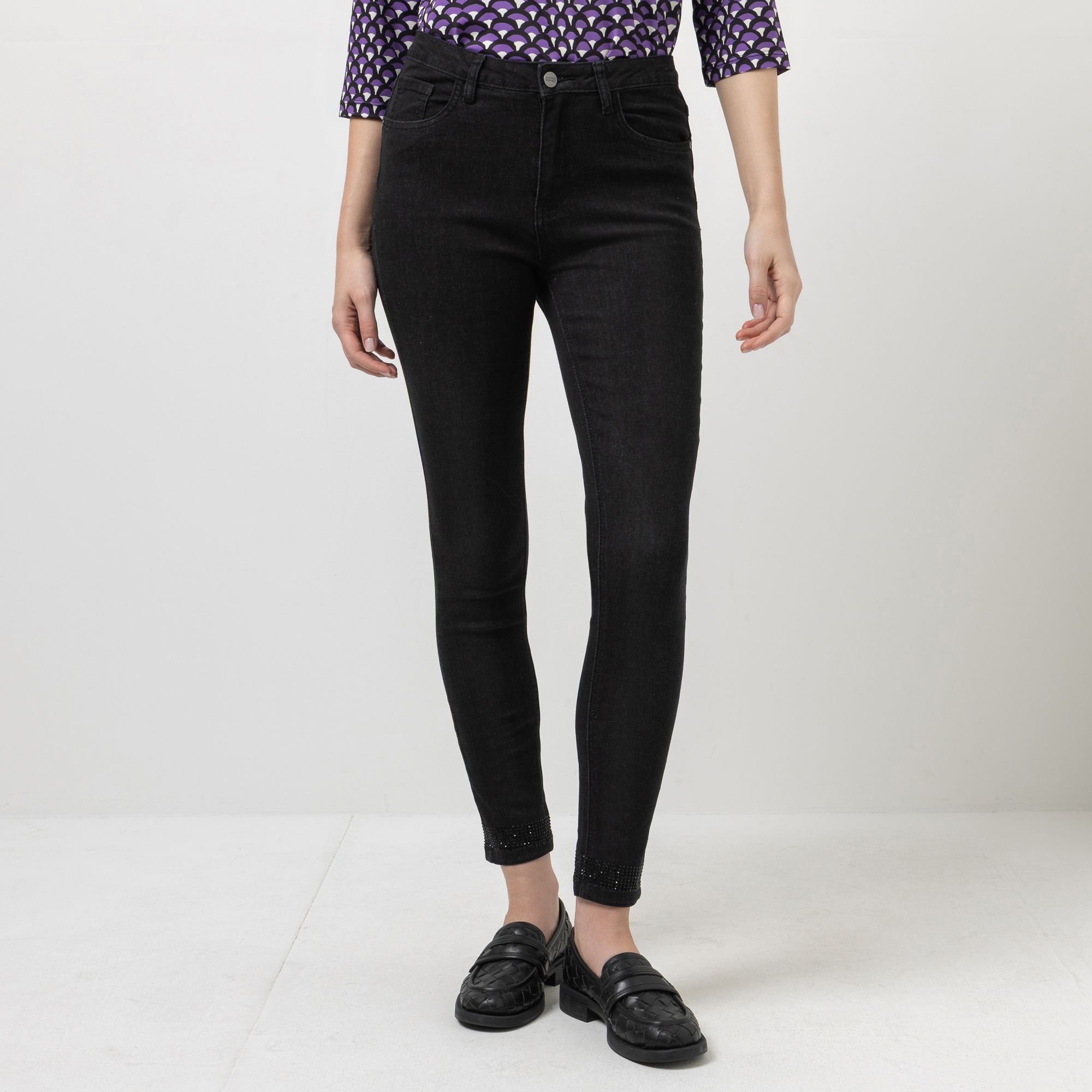 STEFFEN SCHRAUT Jeans, knöchellang 5-Pocket-Style Strassdetails am Saum sehr schmales Bein