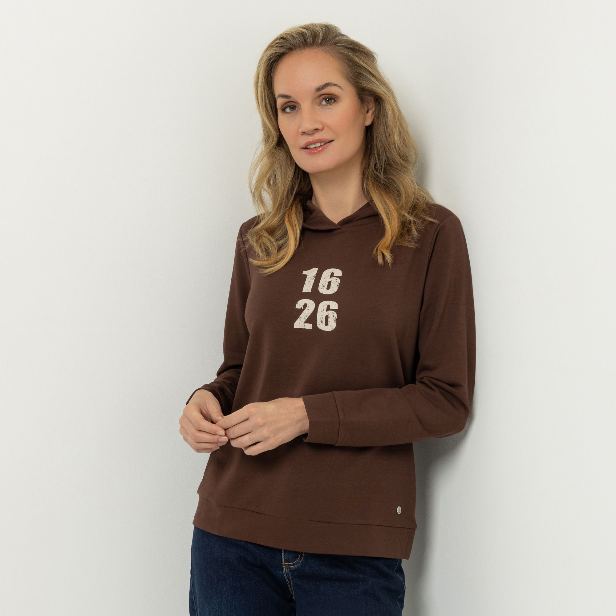 STRANDFEIN Sweatshirt mit Kapuze Logo-Druck leger weit