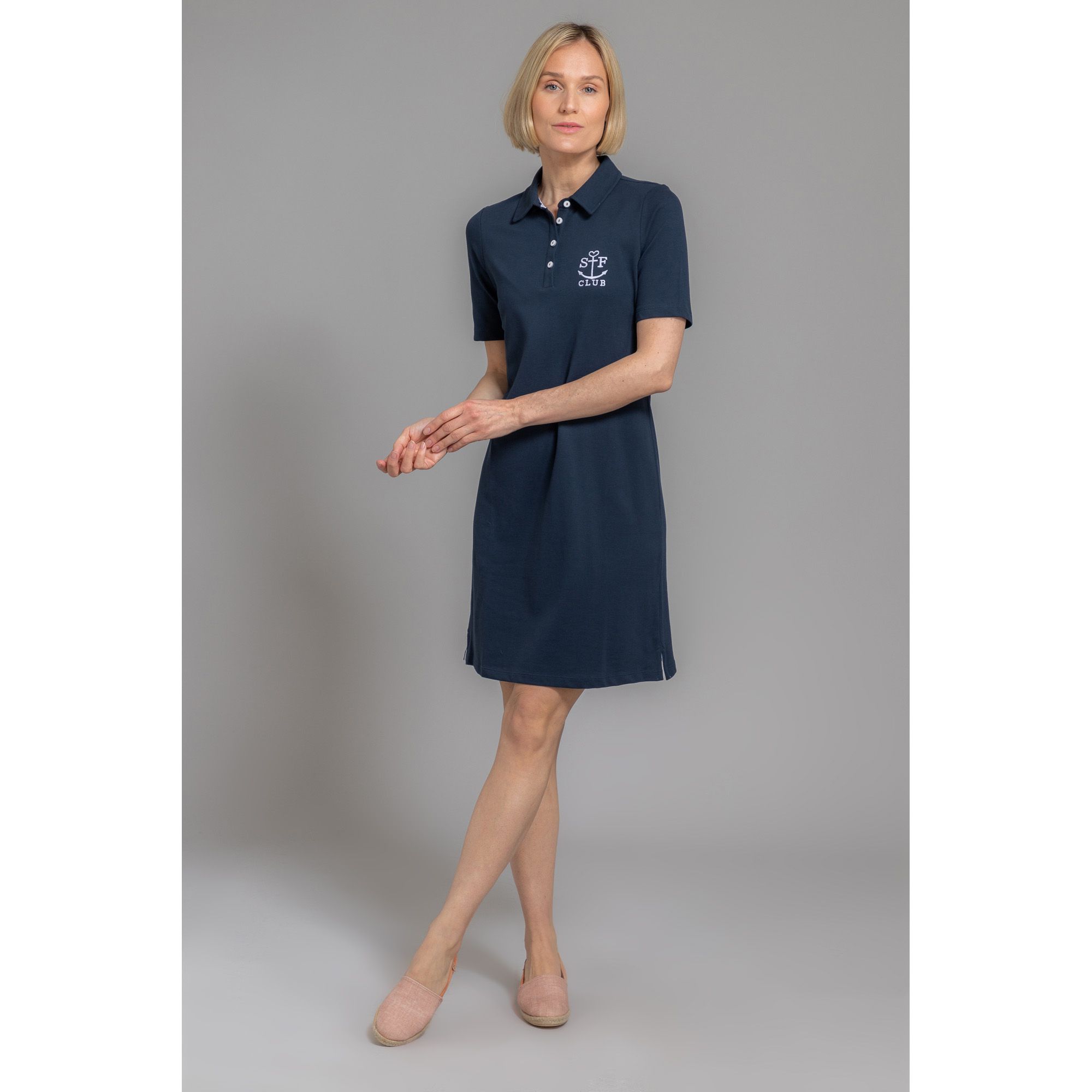 Strandfein Kleid 1 2 Arm Polokragen Pique Qvc De 
