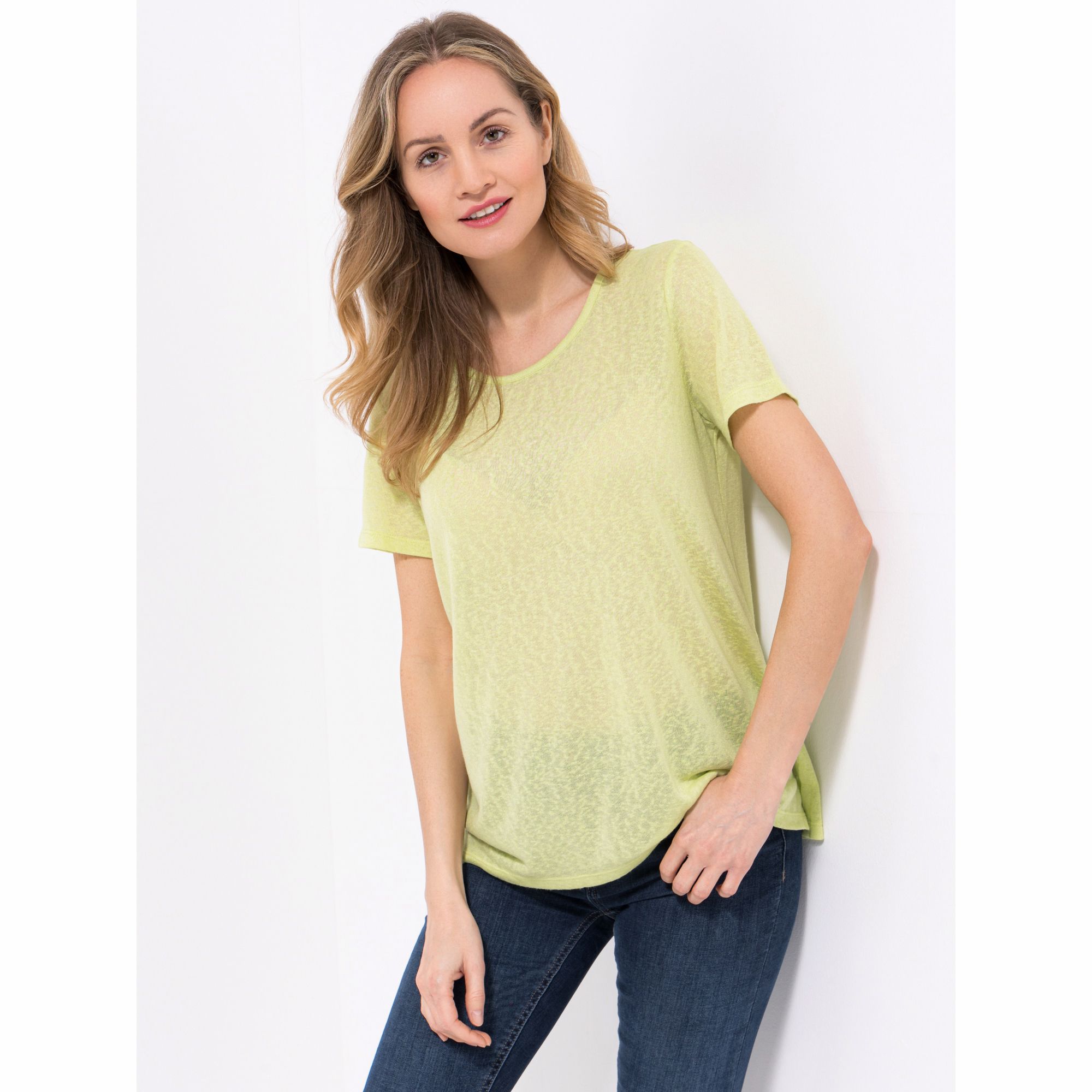 KIM & CO. Shirt, 1/2-Arm Leinen Optik Jersey Rundhalsausschnitt figurumspielend