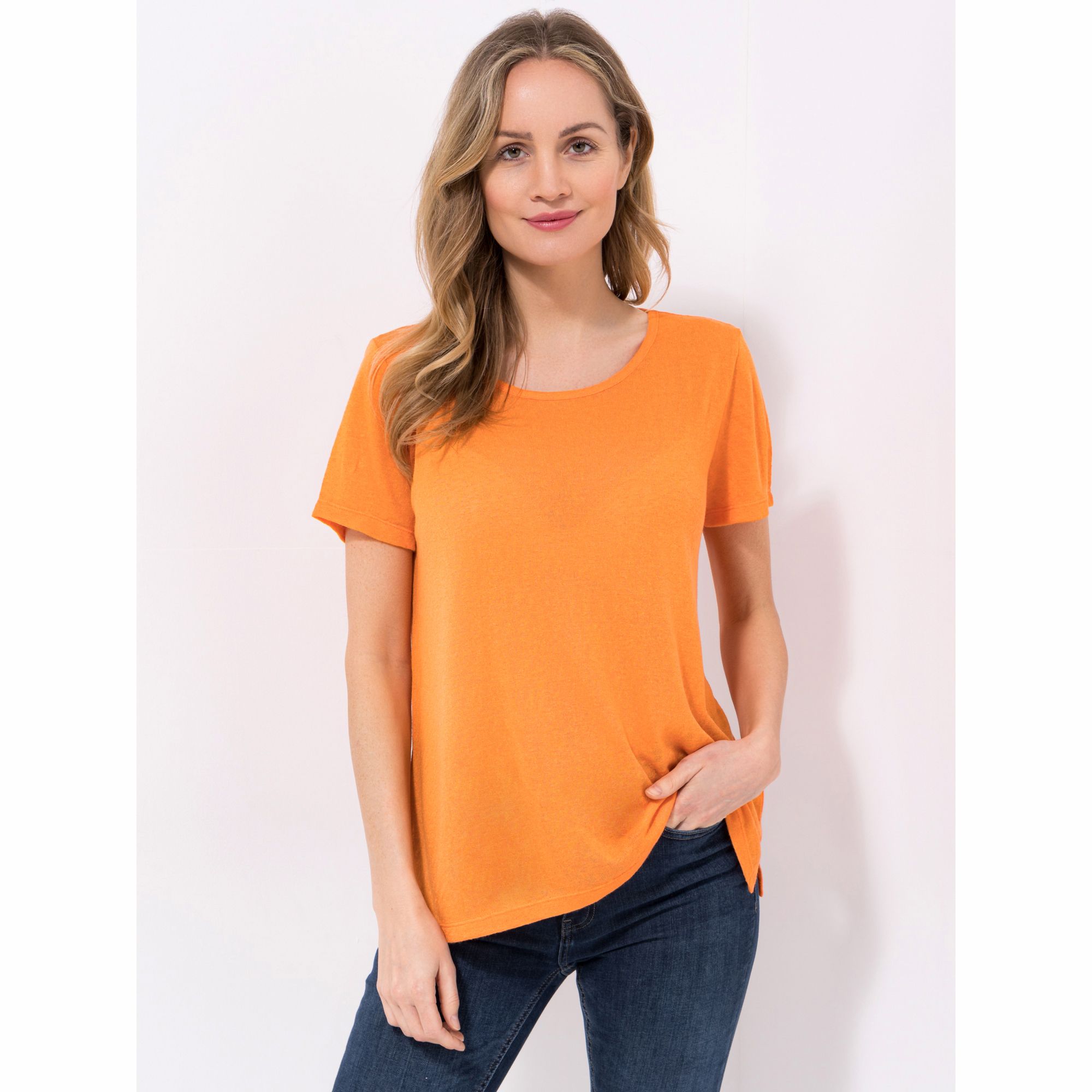 KIM & CO. Shirt, 1/2-Arm Leinen Optik Jersey Rundhalsausschnitt figurumspielend