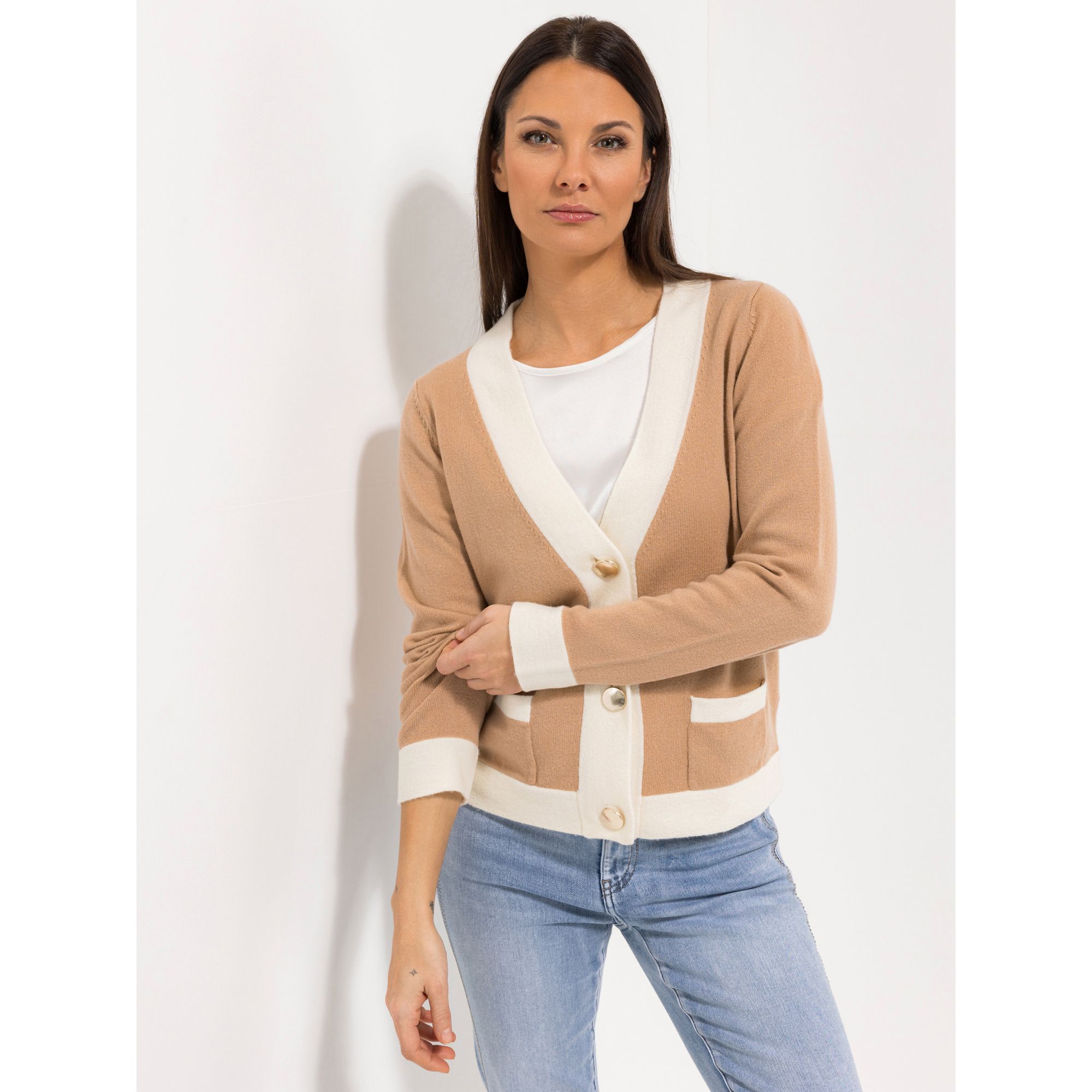 STEFFEN SCHRAUT Cardigan, 1/1-Arm Schmuckknöpfe Kaschmiranteil figurumspielend