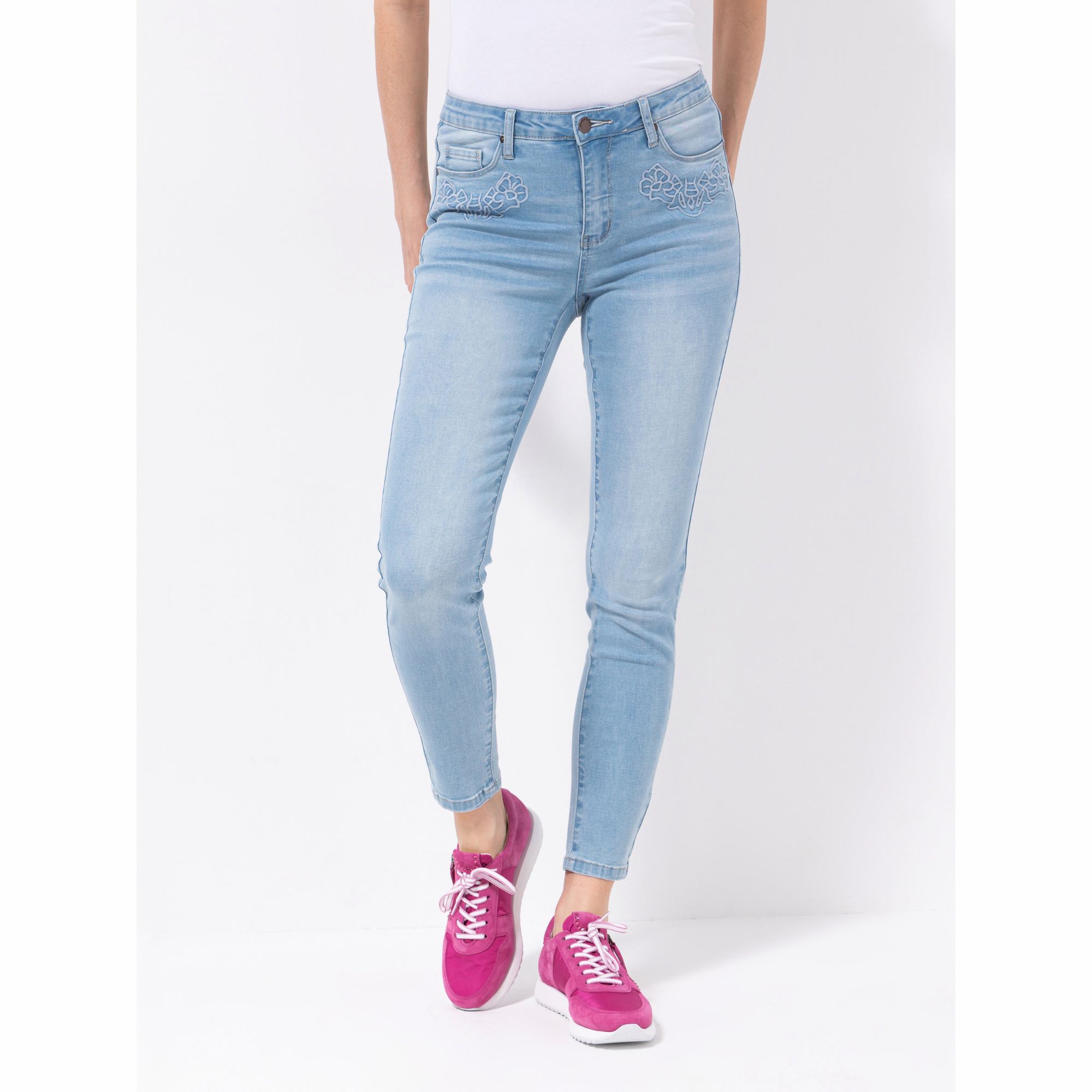 STEFFEN SCHRAUT Jeans, knöchellang 5-Pocket-Style Stickerei sehr schmales Bein