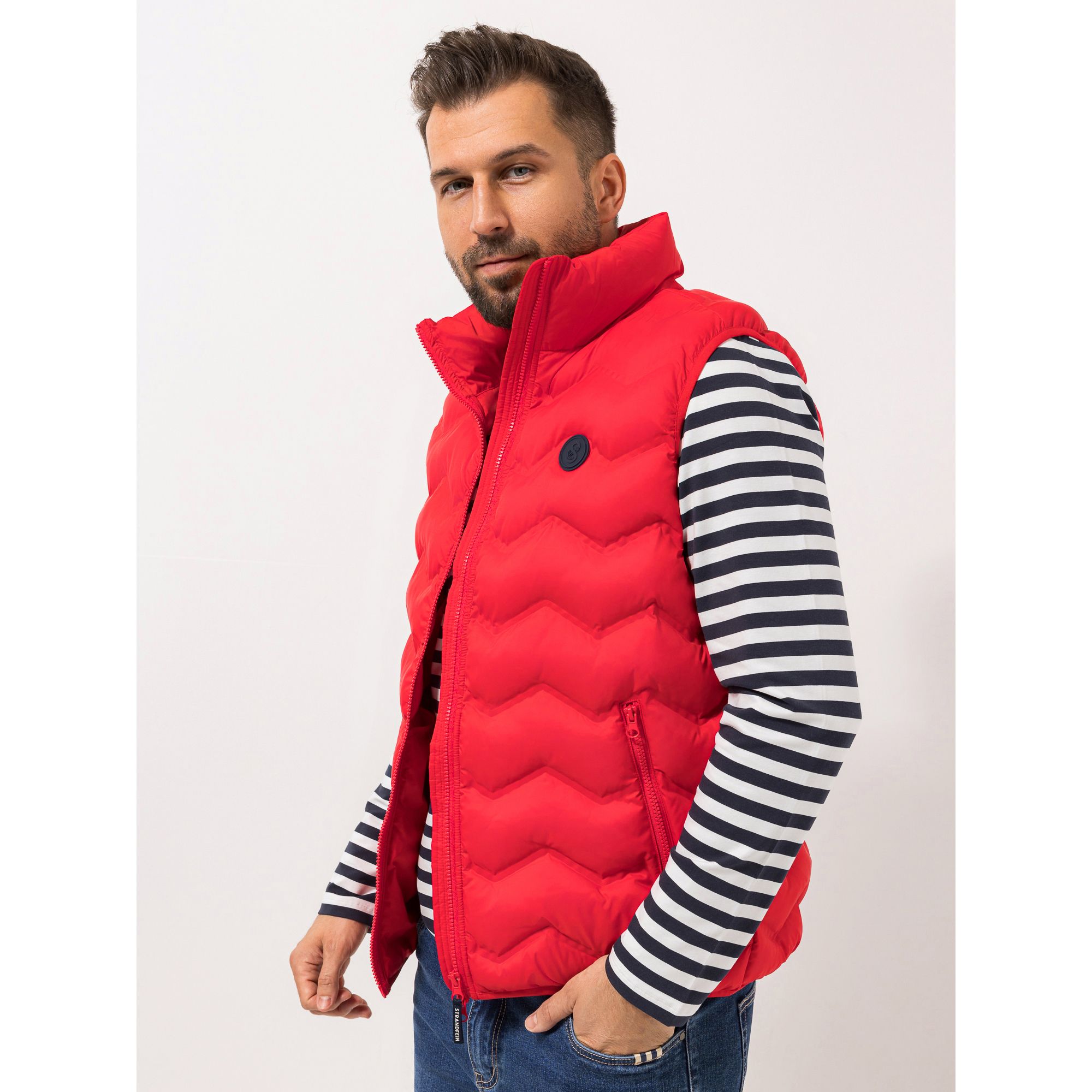 STRANDFEIN Menswear Steppweste Stehkragen 2-Wege-Reißverschluss Seitentaschen