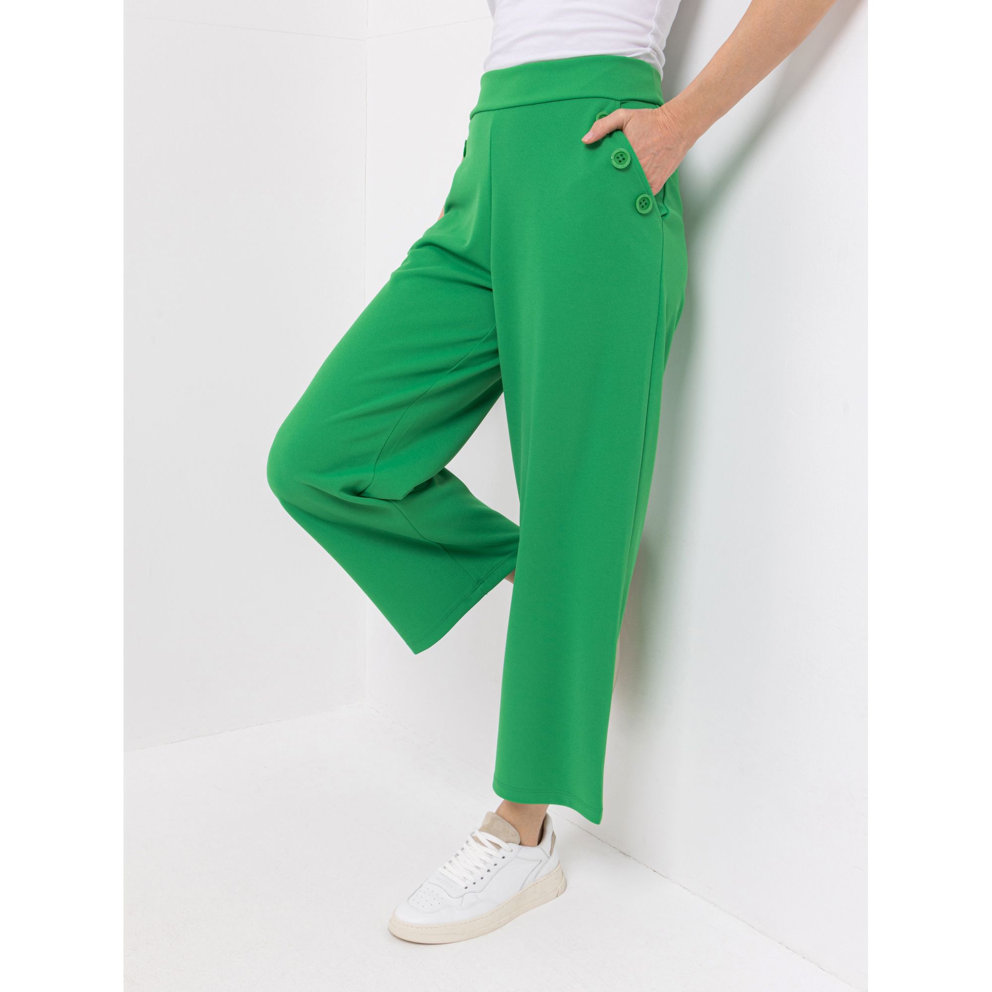 KIM & CO. Hose, knöchellang Ponti Crepe Jersey Eingrifftaschen mit Zier-Knöpfen