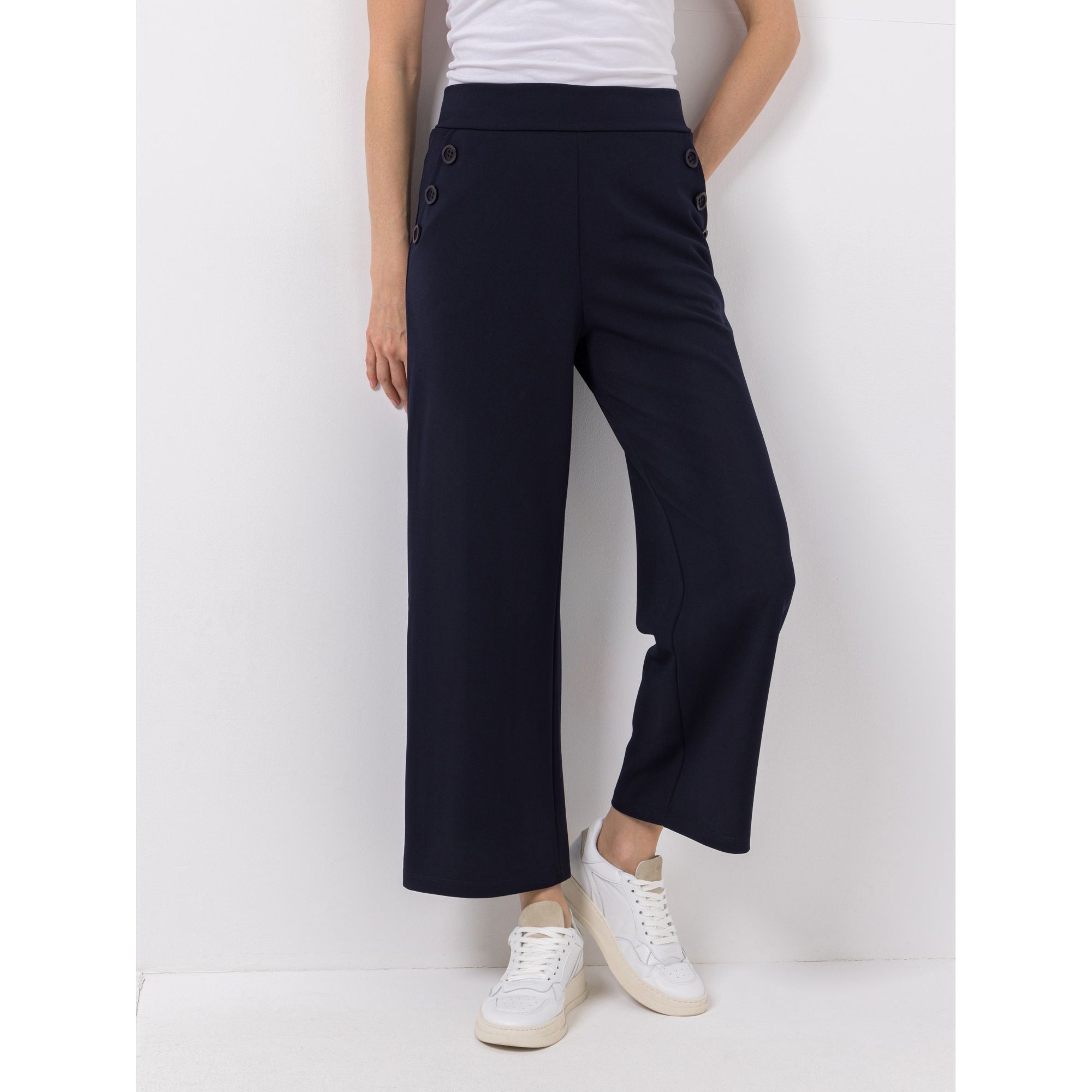 KIM & CO. Hose, knöchellang Ponti Crepe Jersey Eingrifftaschen mit Zier-Knöpfen