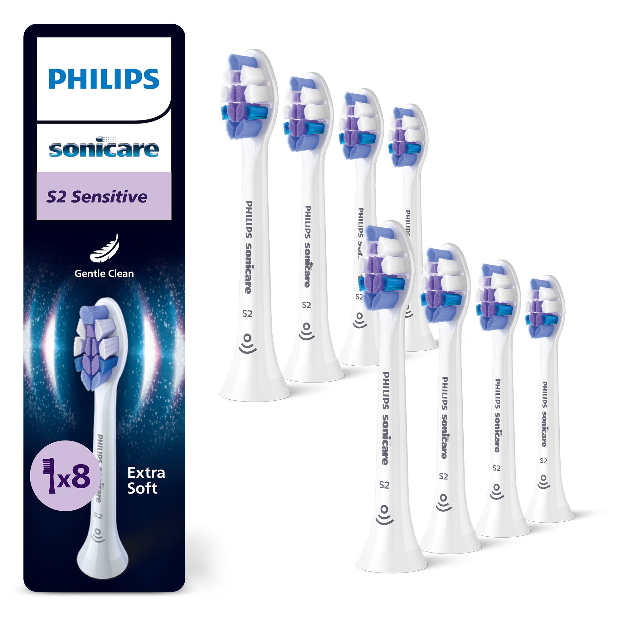 PHILIPS Sonicare HX6058/87 Ersatzbürstenköpfe S2 Sensitive 8 Stück