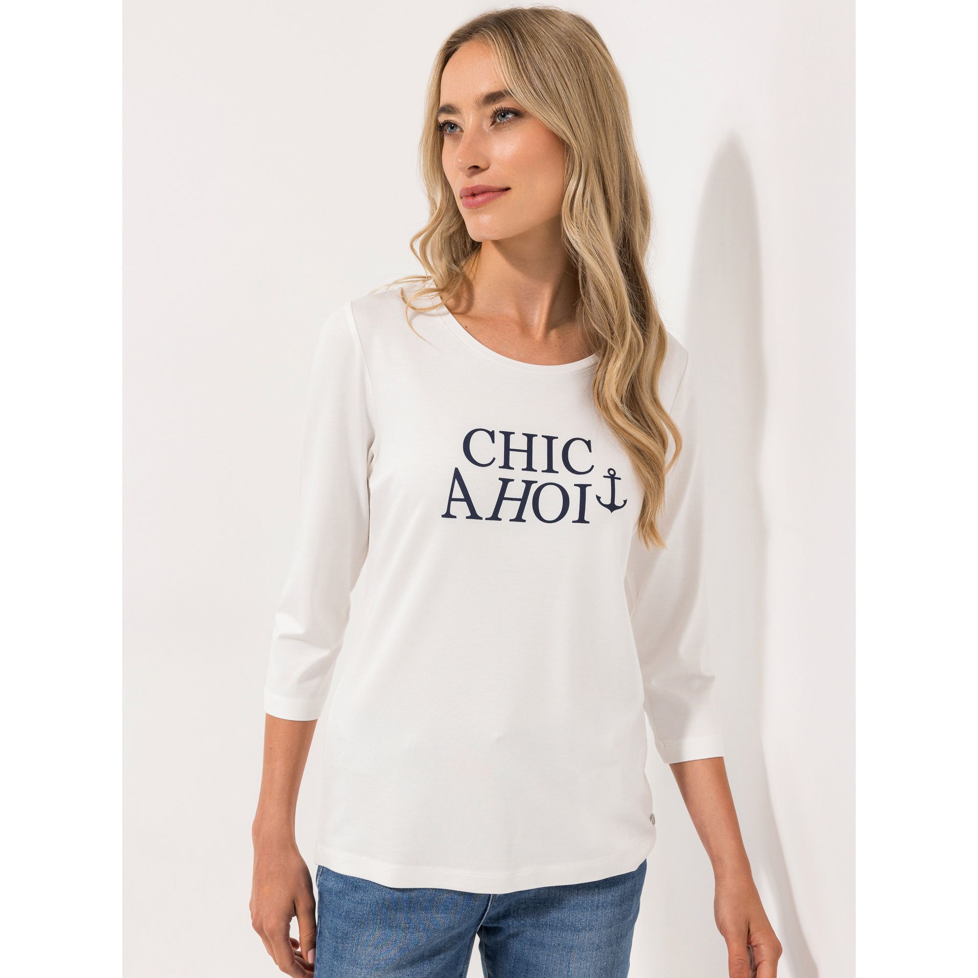 STRANDFEIN Shirt, 3/4-Arm Rundhalsausschnitt mit ECOVERO Viskose figurumspielend