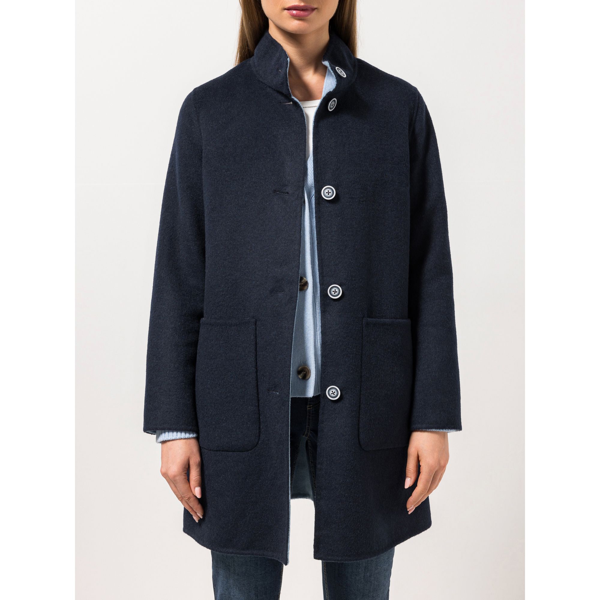 STEFFEN SCHRAUT Wende-Wollmantel Stehkragen Knopfleiste figurumspielend