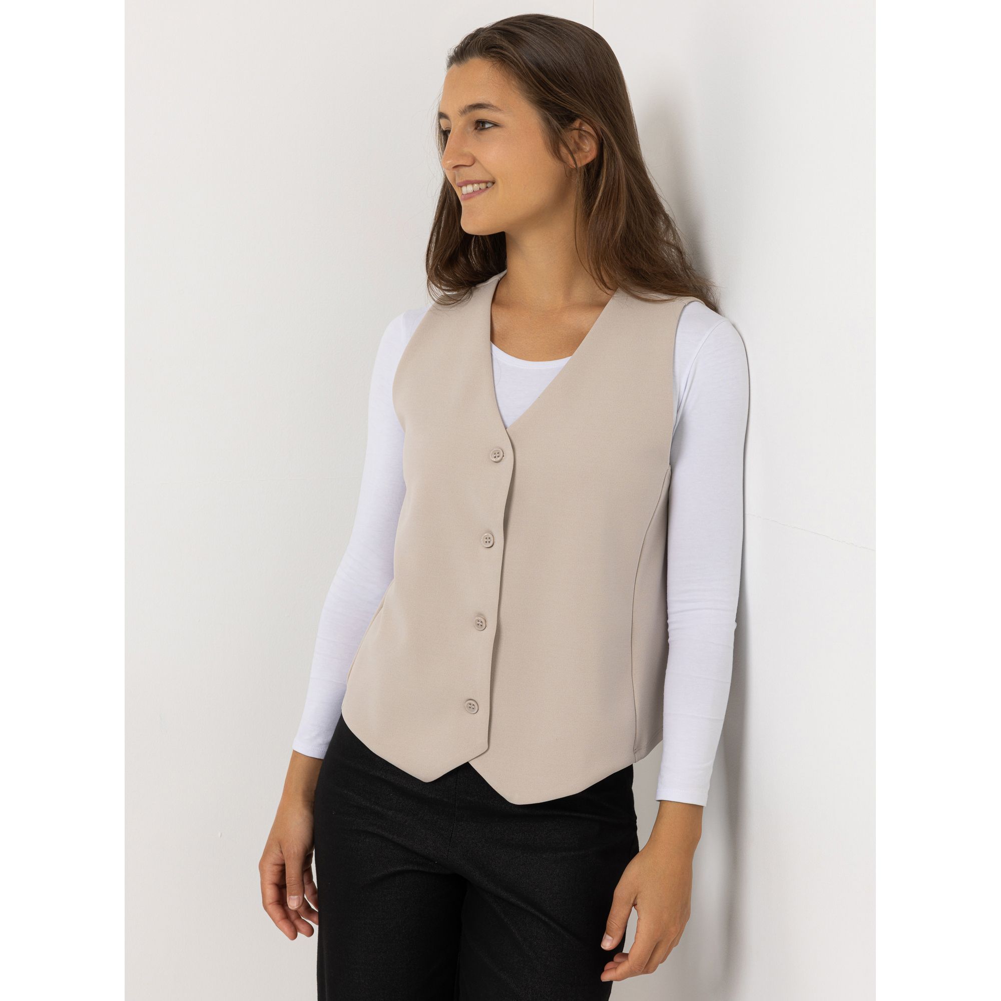 KIM & CO. Weste Ponti-Crepe Jersey Knopfleiste figurumspielend