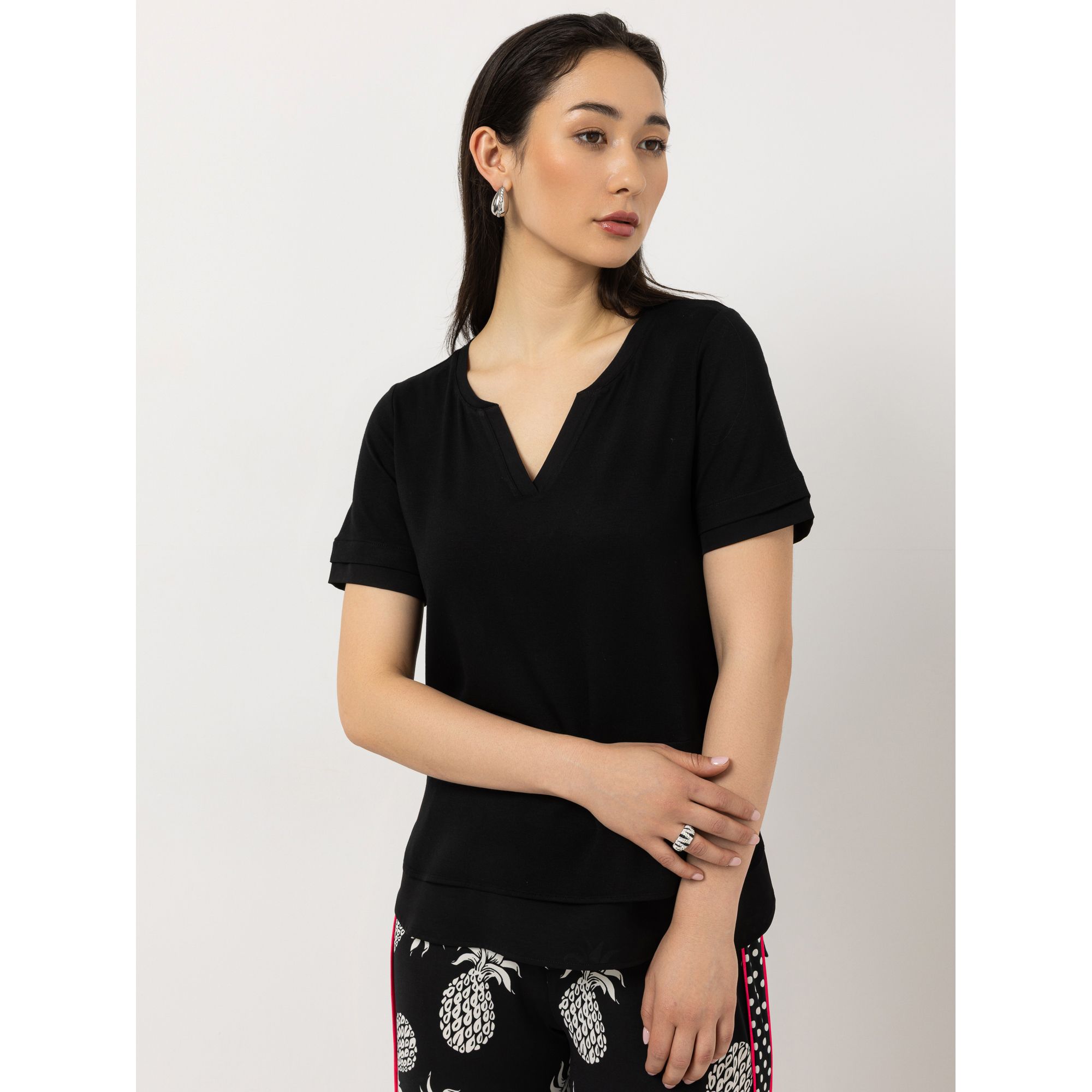 STEFFEN SCHRAUT Shirt, 1/2 Arm Zierausschnitt Detaills aus Webware figurumspielend