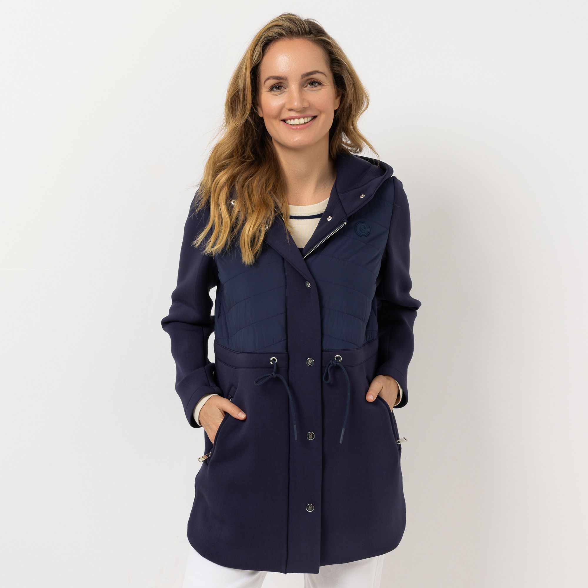 STRANDFEIN Longjacke Materialmix Stepp und Scuba figurumspielend