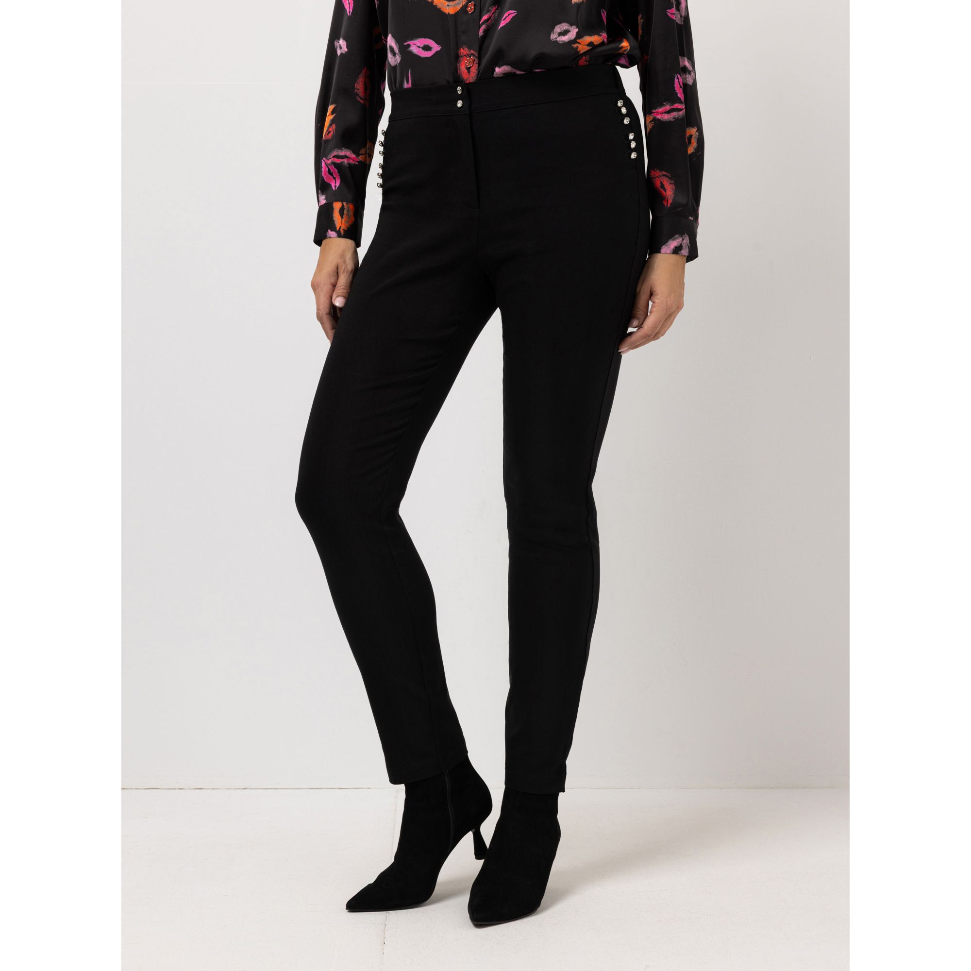 KILIAN KERNER SENSES Hose, knöchellang elastische Ware Strassknöpfe schmales Bein