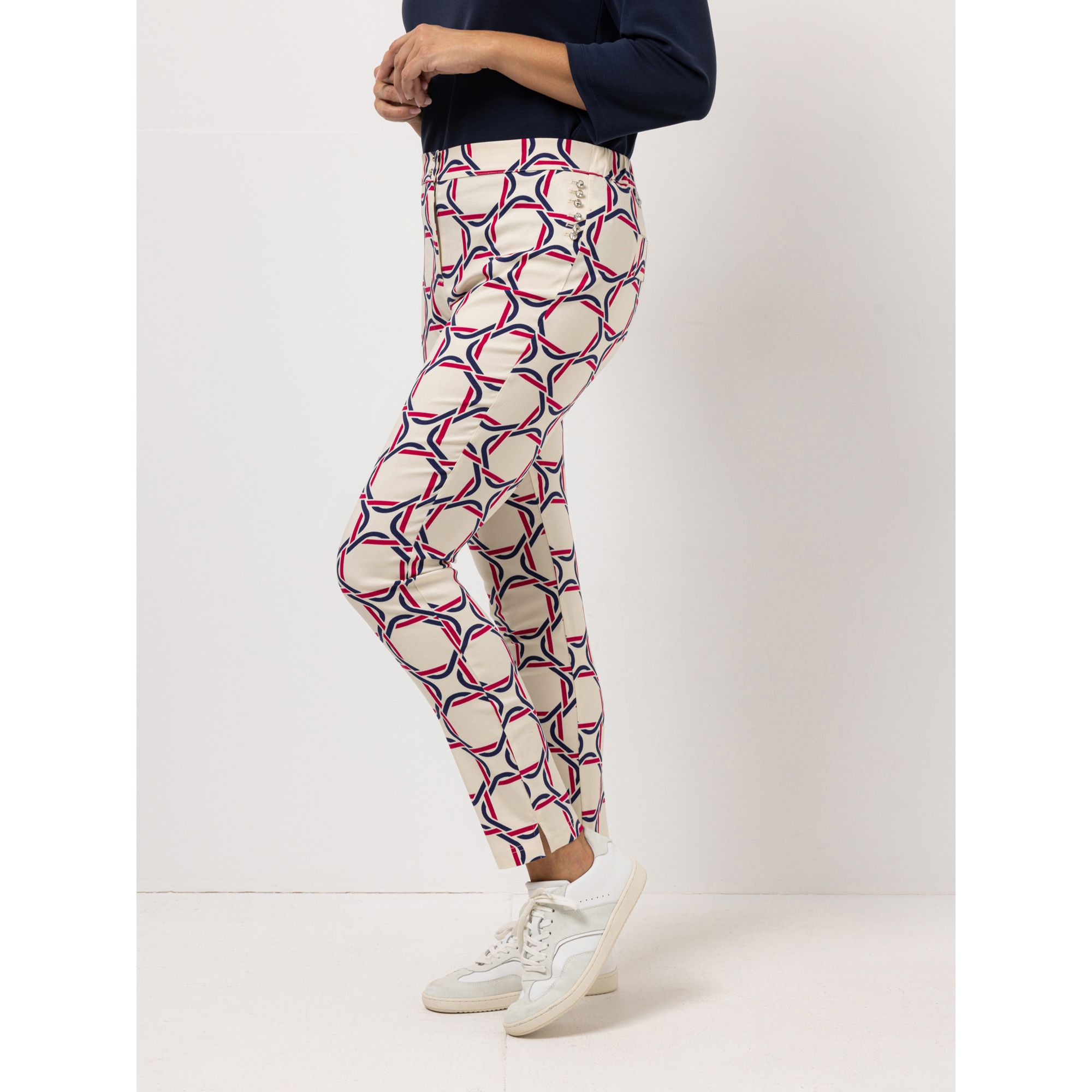 KILIAN KERNER SENSES Hose, knöchellang elastische Ware Strassknöpfe schmales Bein