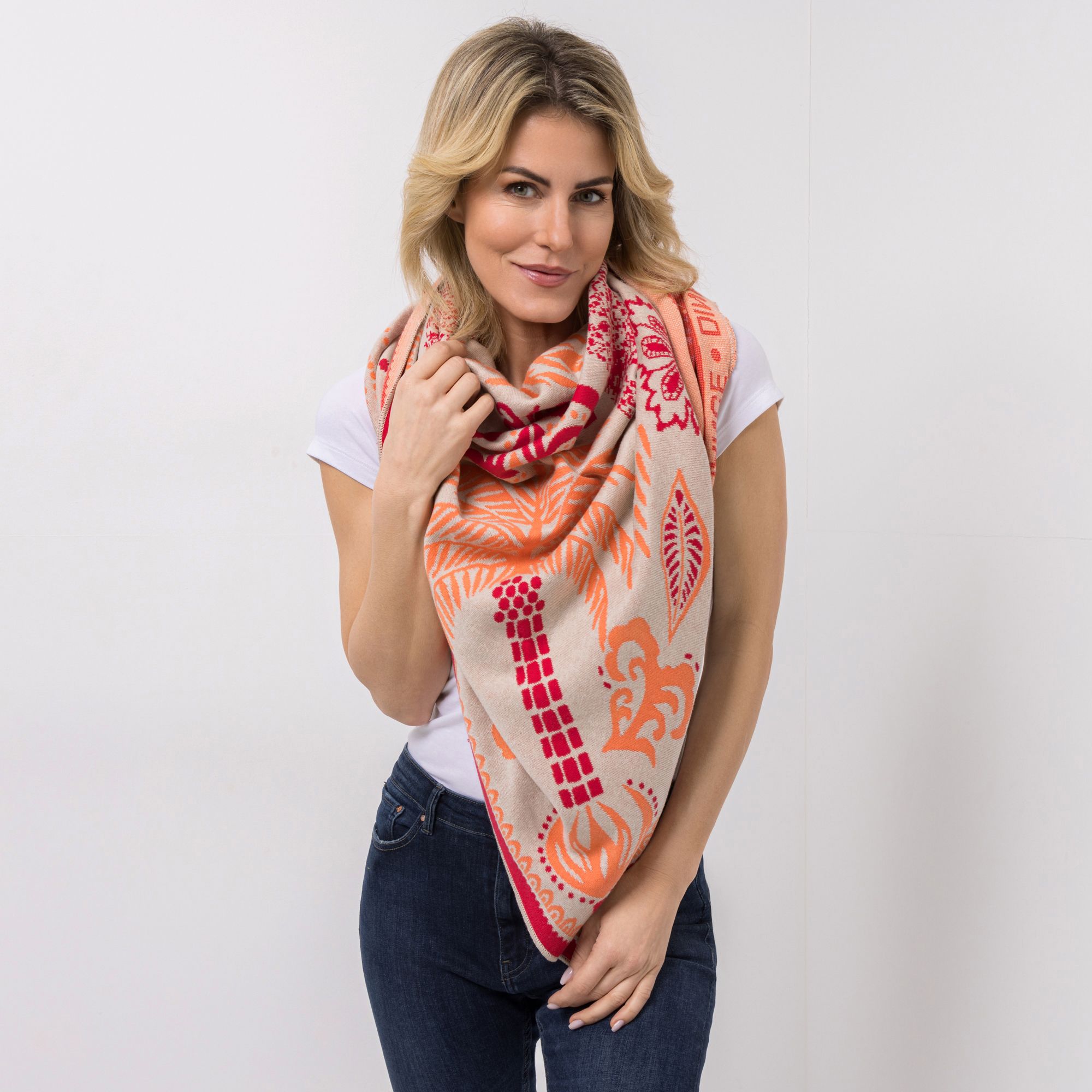 DINE 'N' DANCE Dreieckstuch Jacquard-Muster ca. 200 x 105cm