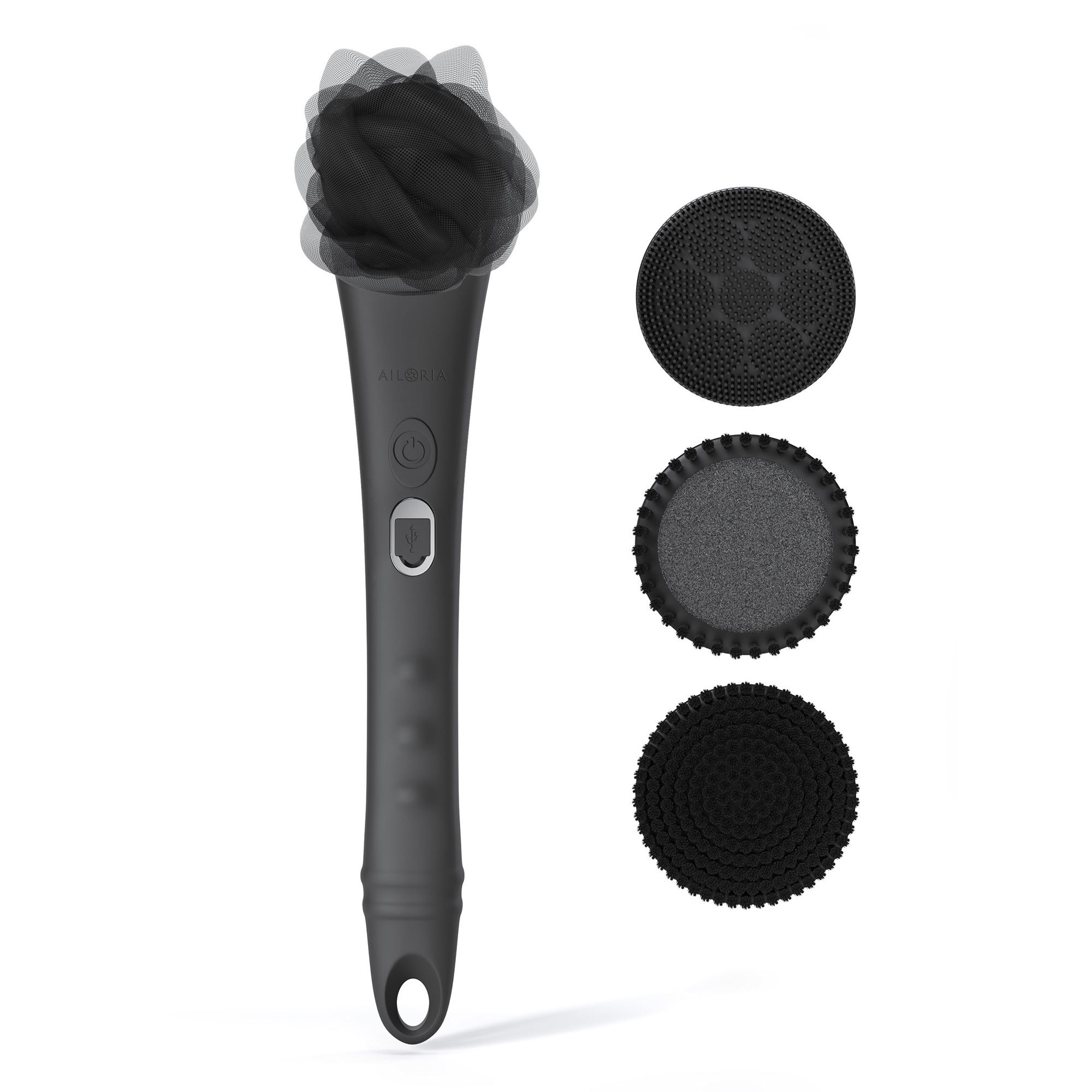 AILORIA Gentle Luxe Silikon-Badebürste mit 4 Reinigungs- & Massageaufsätzen