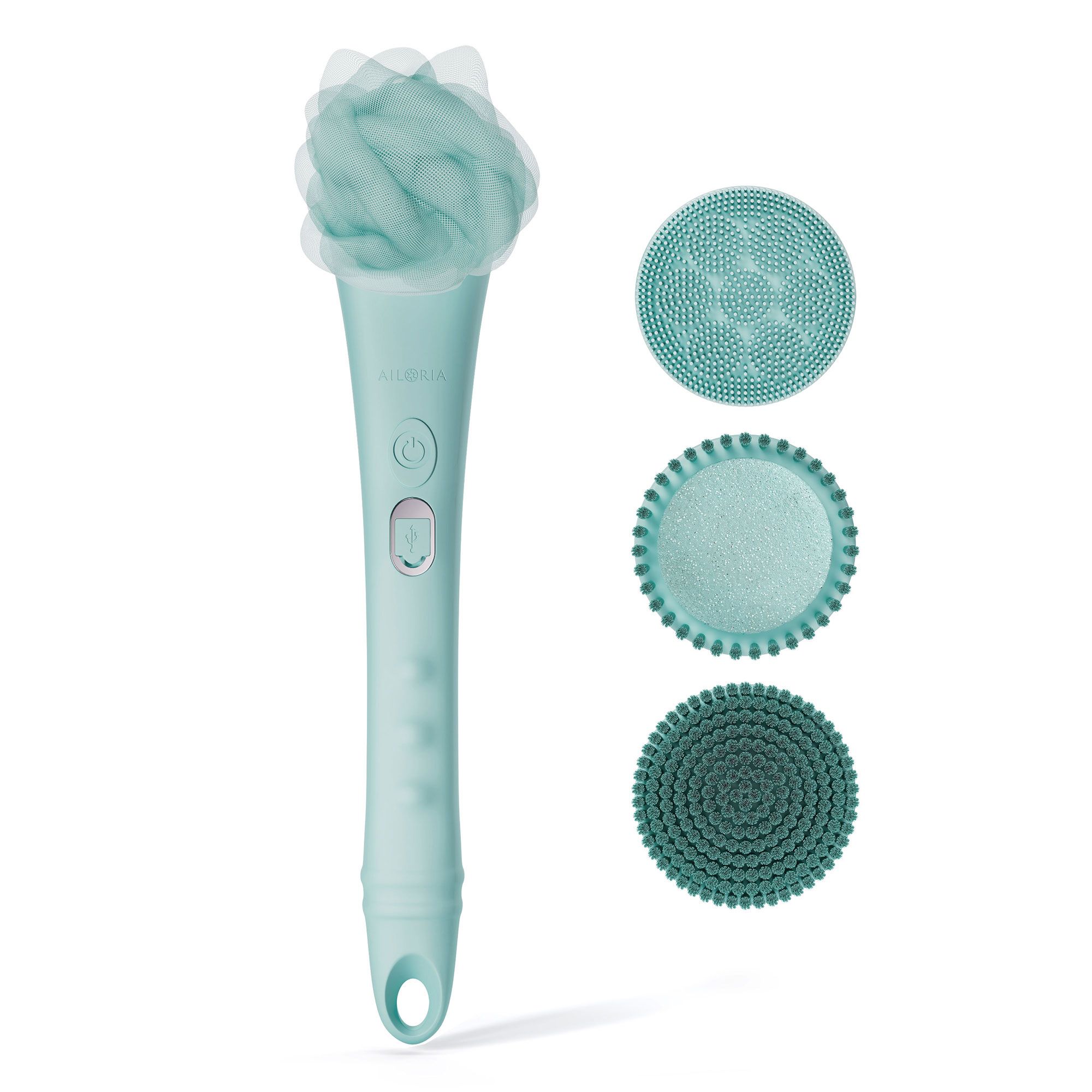 AILORIA Gentle Luxe Silikon-Badebürste mit 4 Reinigungs- & Massageaufsätzen