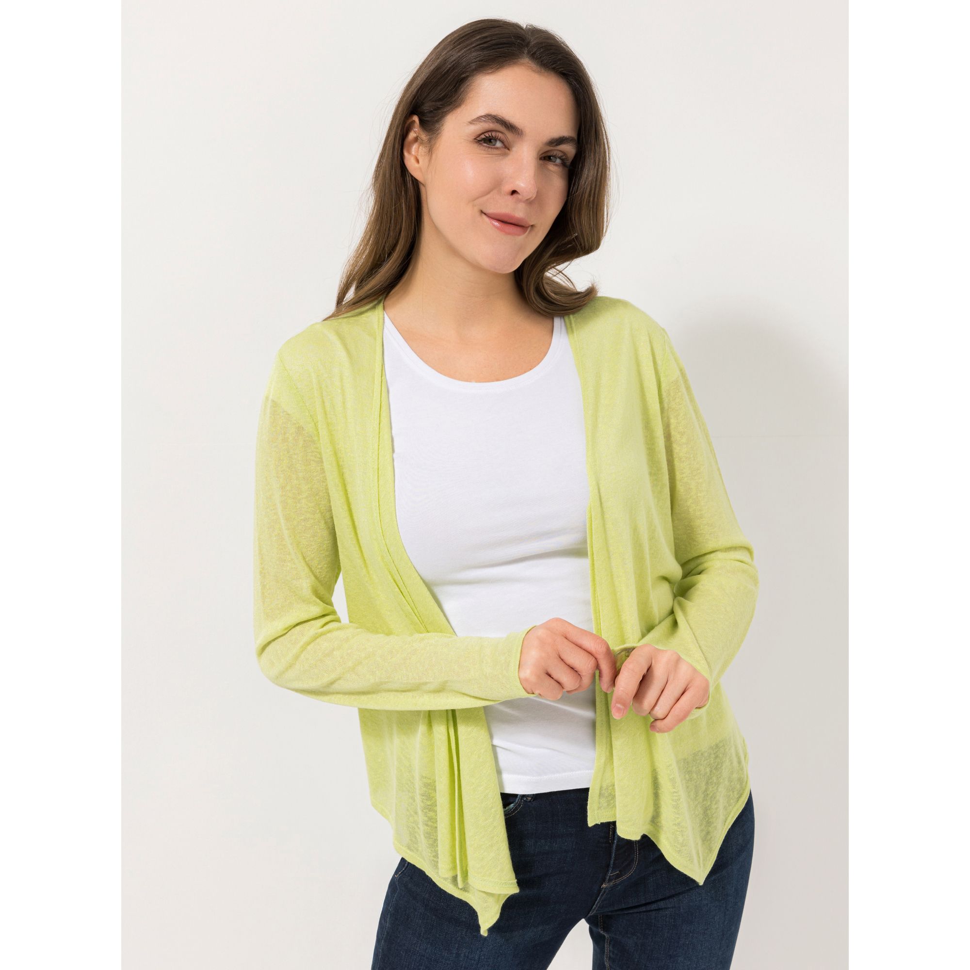 KIM & CO. Bolero, 1/1-Arm Leinen Optik Jersey kurze Bolero-Form figurumspielend