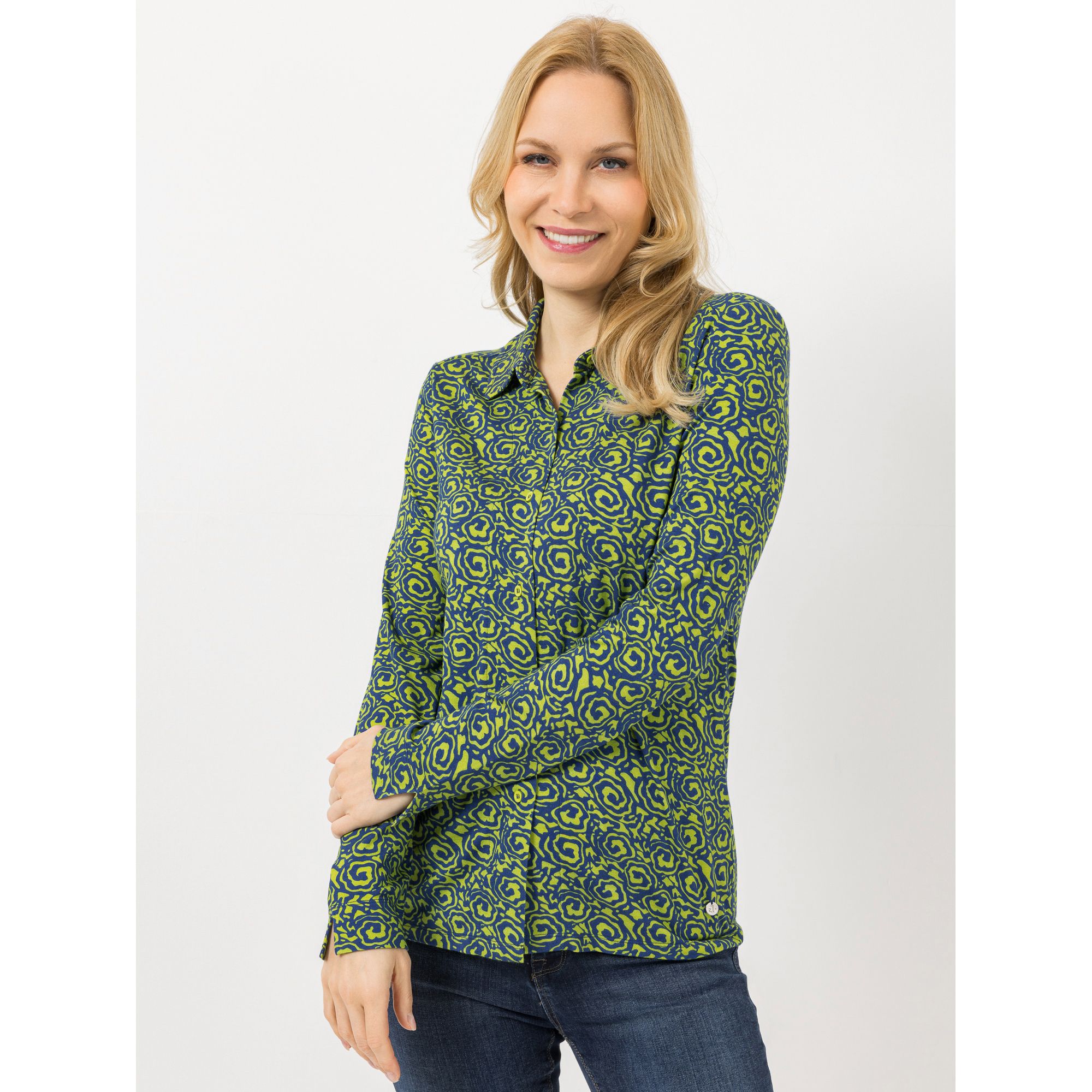 EVA LUTZ Jerseybluse Lea Knopfleiste aus ECOVERO Viskose figurumspielend
