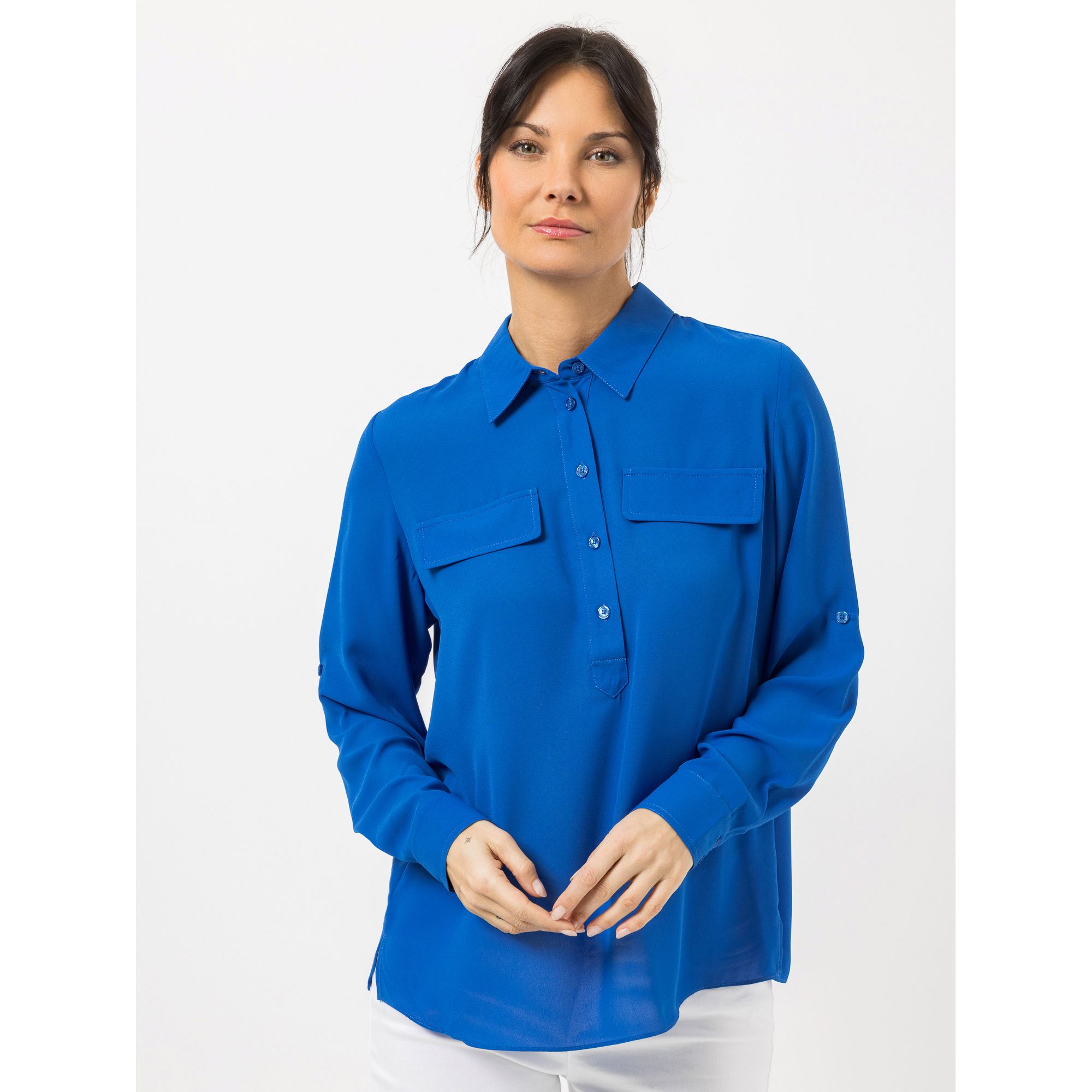 STEFFEN SCHRAUT Bluse Hemdblusenkragen Brustpatten leger weit