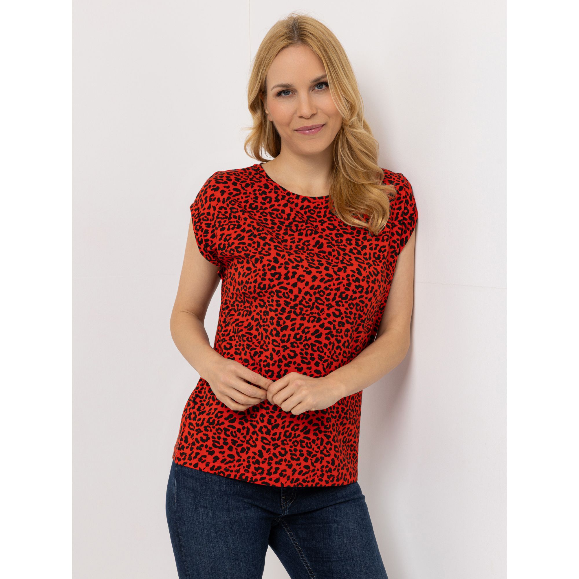 ANNI FOR FRIENDS Shirt Rundhalsausschnitt Allover-Druck figurumspielend