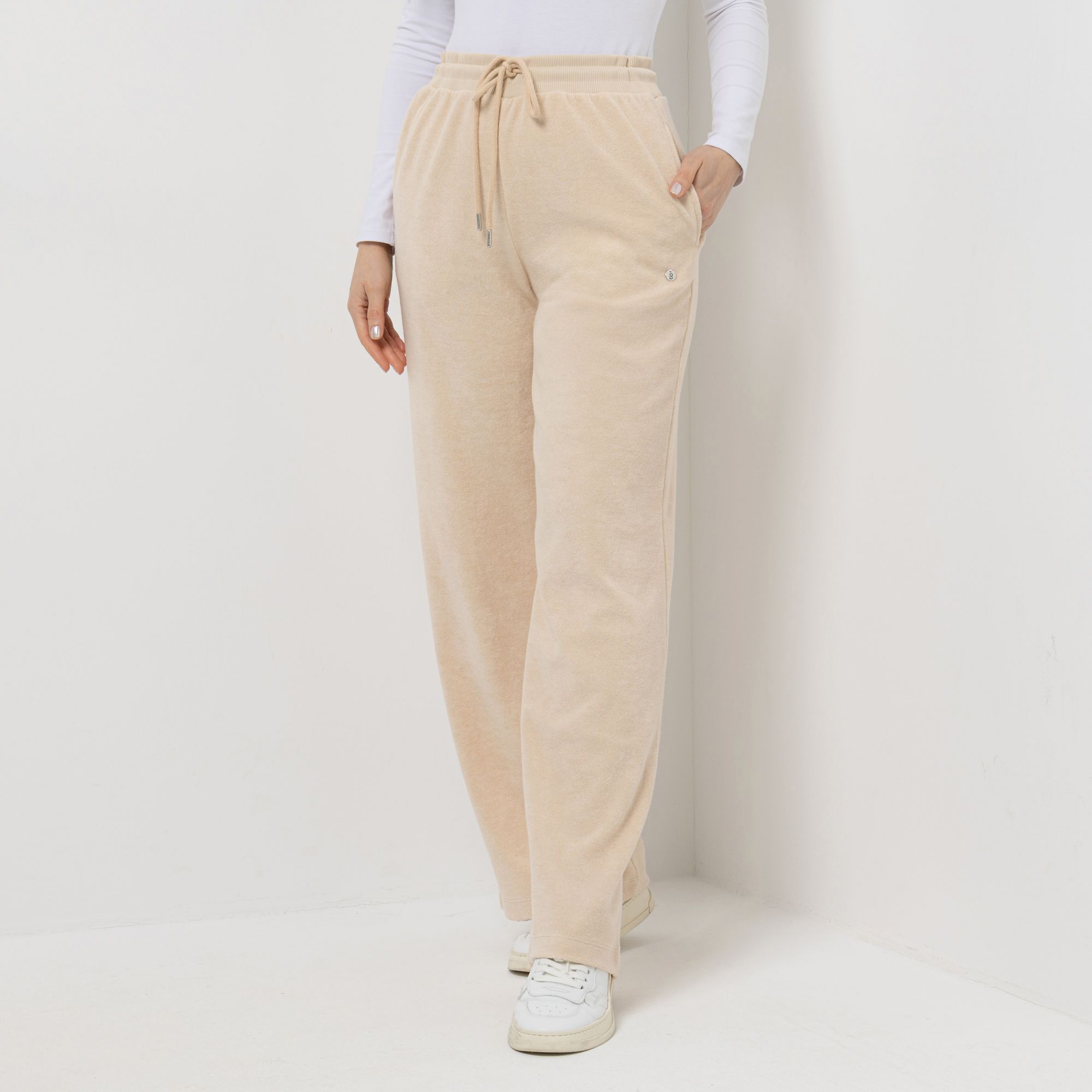 STRANDFEIN Frotteehose Rundumdehnbund Tunnelzug gerades Bein