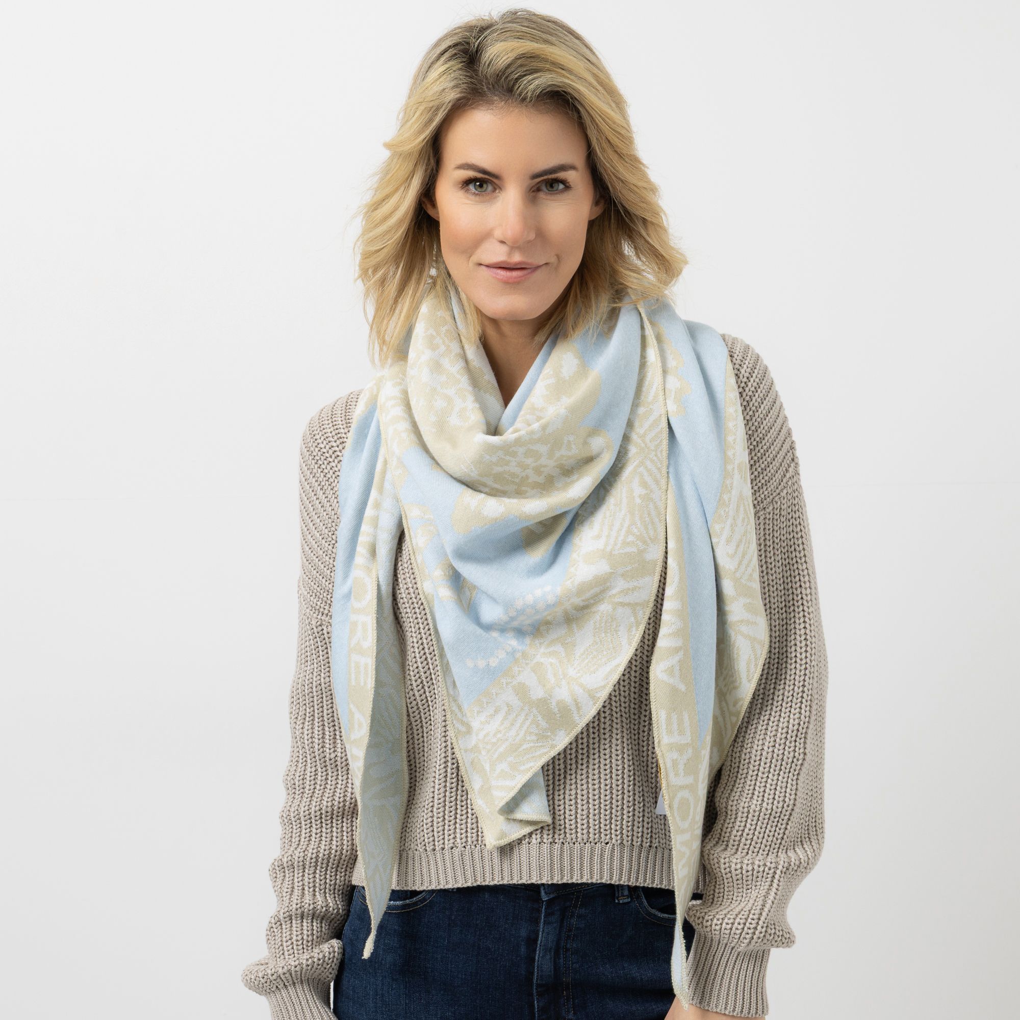 DINE 'N' DANCE Dreieckstuch Jacquard-Muster ca. 195 x 103cm