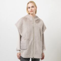 STEFFEN SCHRAUT Cape, Webpelz feste Kapuze 2-Wege-Reißverschluss Oversized