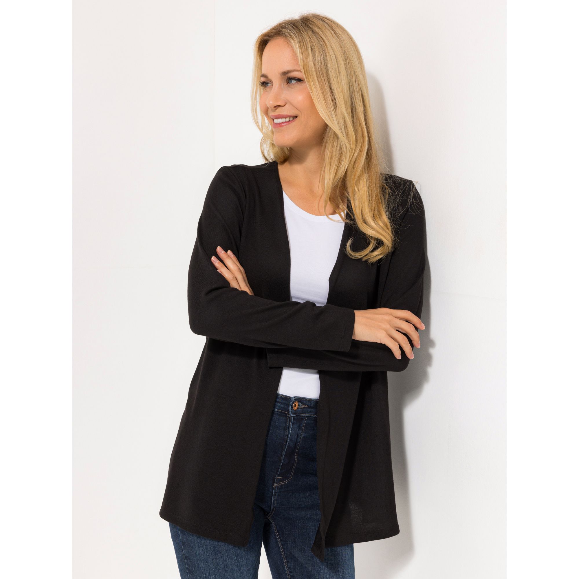 KIM & CO. Cardigan, 1/1-Arm Soft Touch Jersey Seitenschlitze figurumspielend