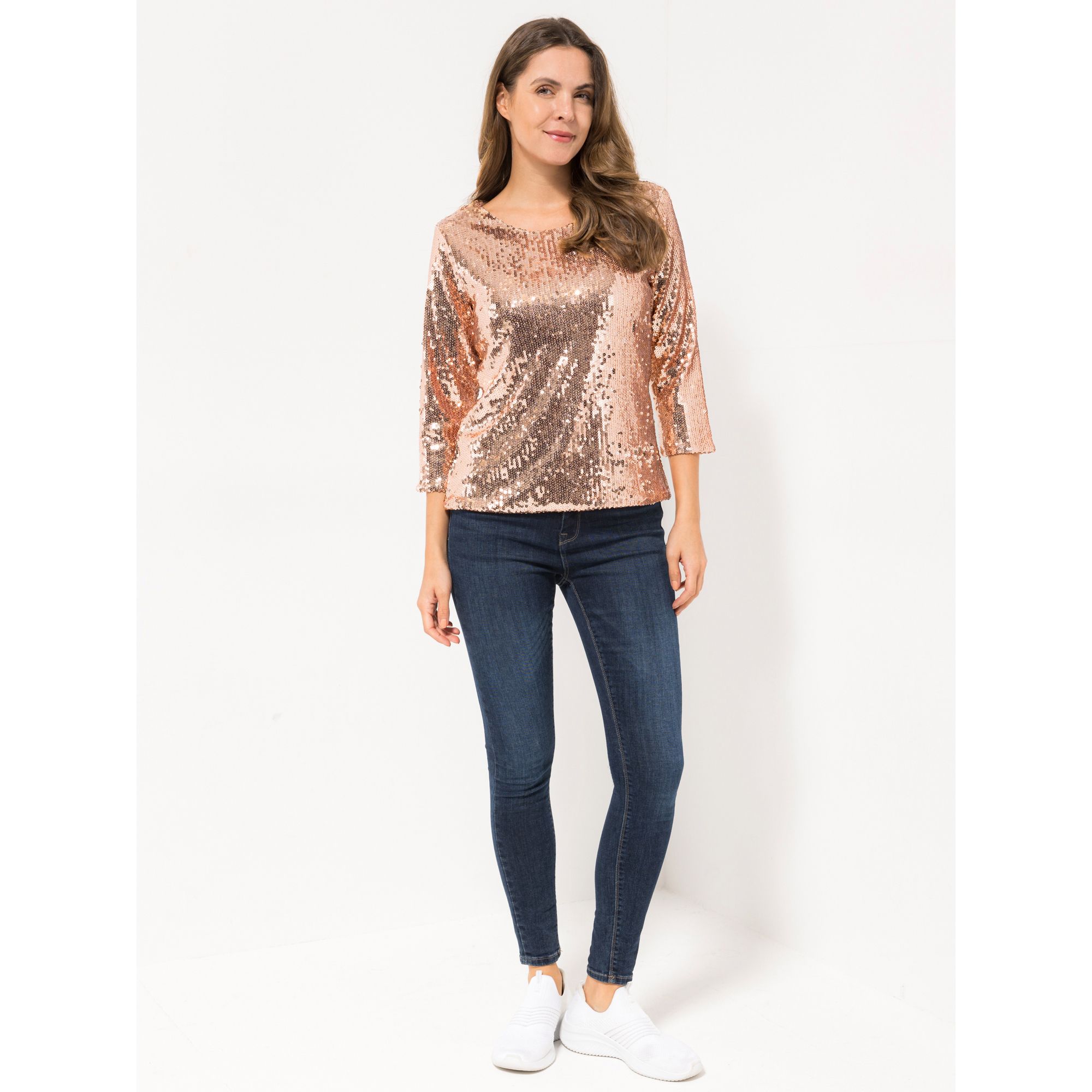 SOULS BY EYWASOULS® Bluse, 3/4 Arm Pailletten figurumspielend
