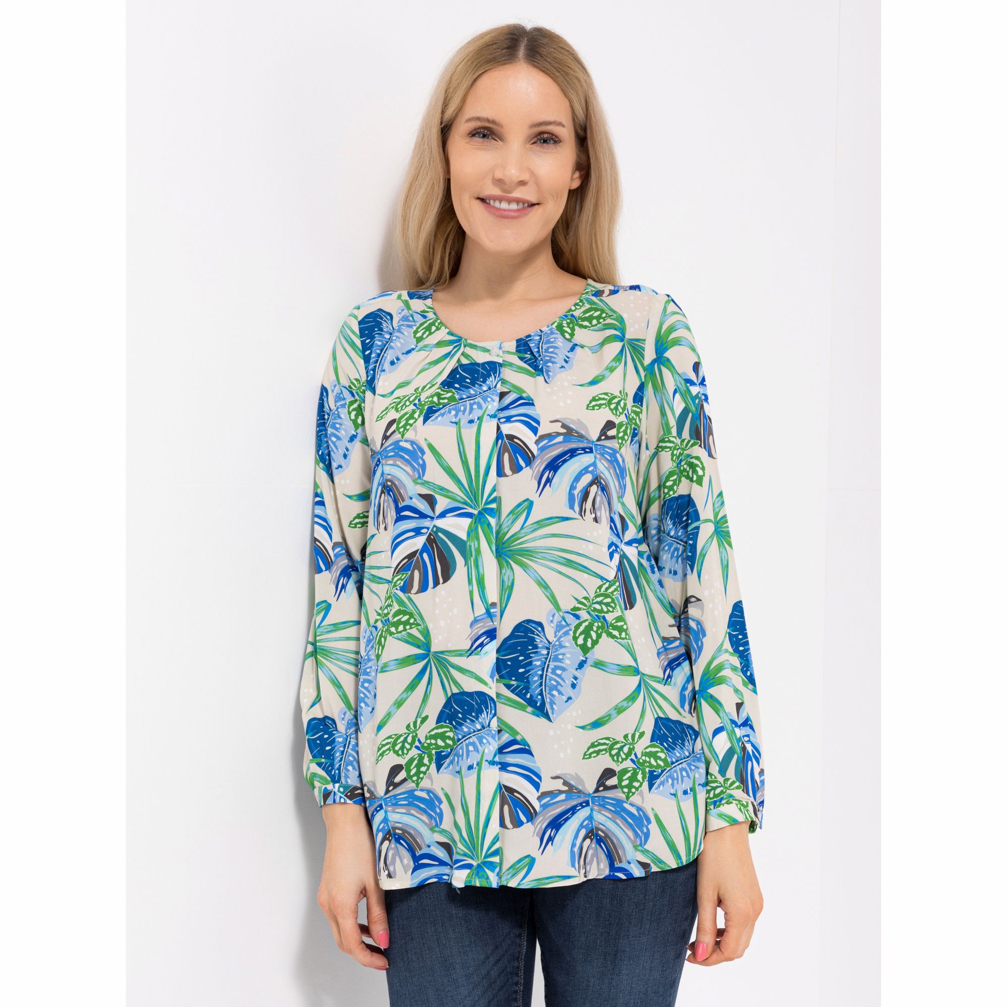 DINE 'N' DANCE Bluse, 1/1-Arm Rundhalsausschnitt Seitenschlitze leger weit