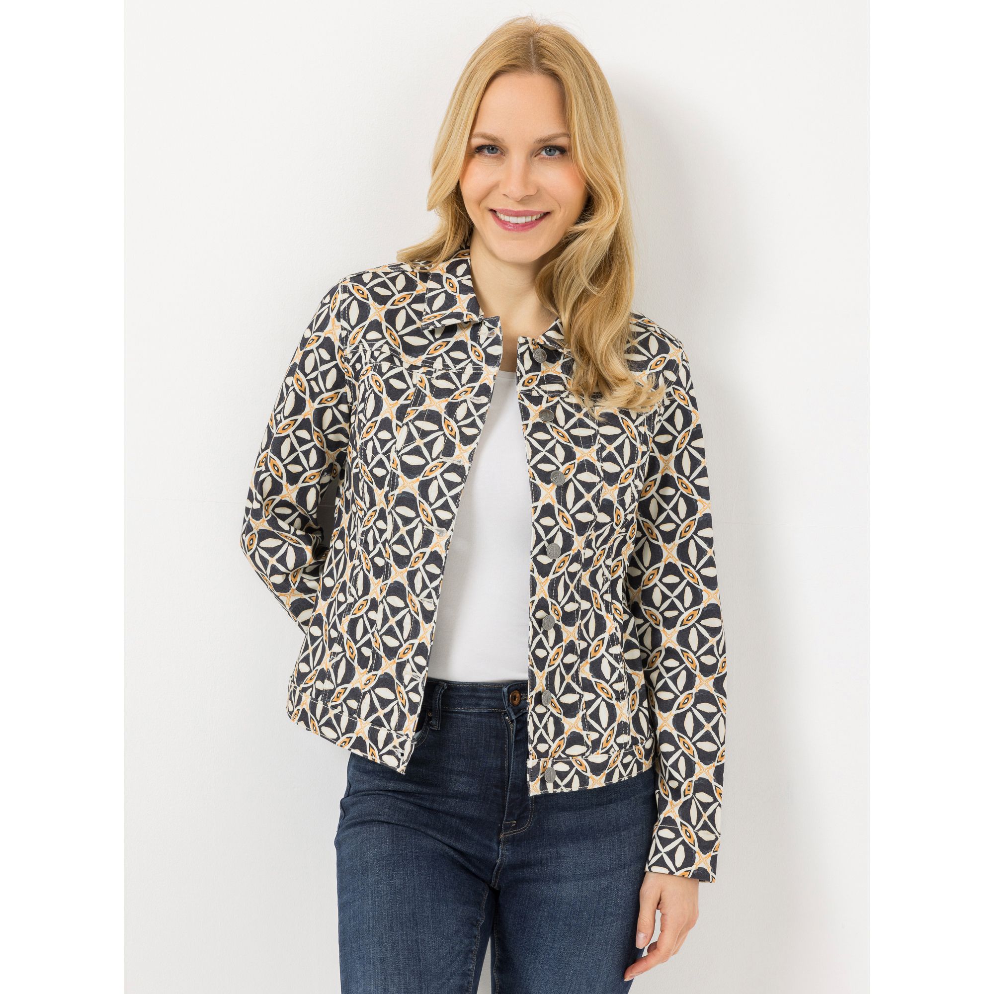 EVA LUTZ Jacke Knopfleiste gemustert figurbetont