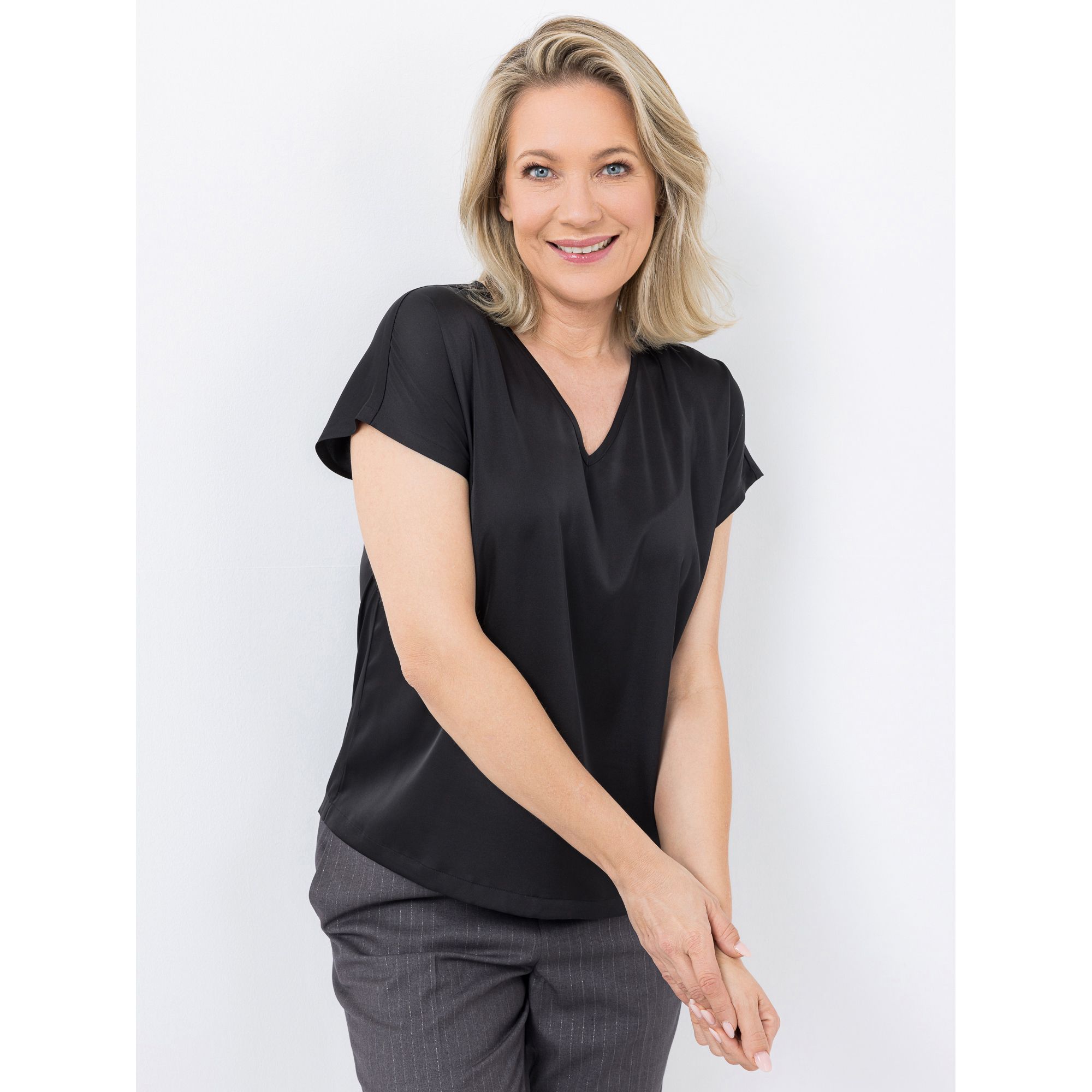 KILIAN KERNER SENSES Blusenshirt, 1/2-Arm V-Ausschnitt angeschnittene Ärmel leger weit