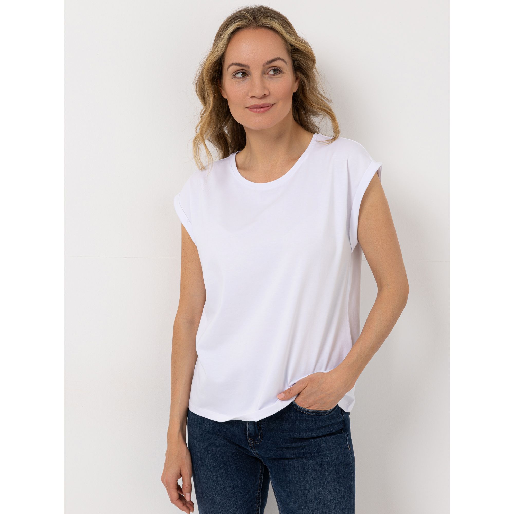 ANNI FOR FRIENDS Shirt Rundhalsausschnitt Ärmelaufschlag leger weit