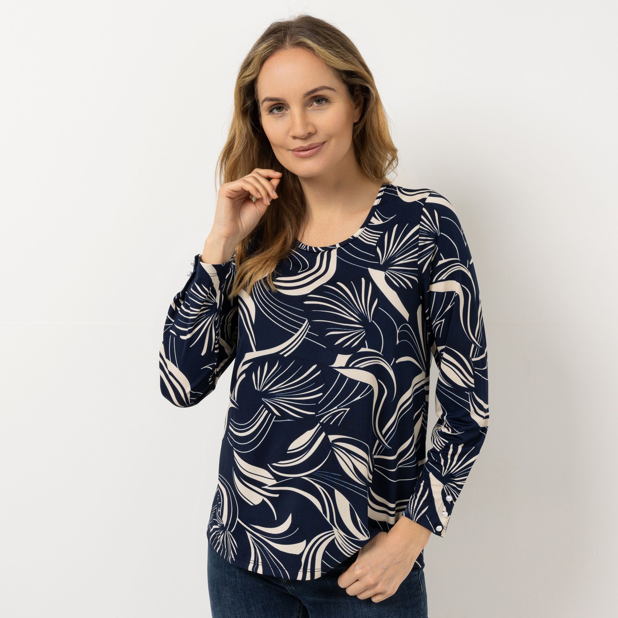 KIM & CO. Shirt, Langarm Brazil Knit Jersey Kunstperlen-Details figurumspielend