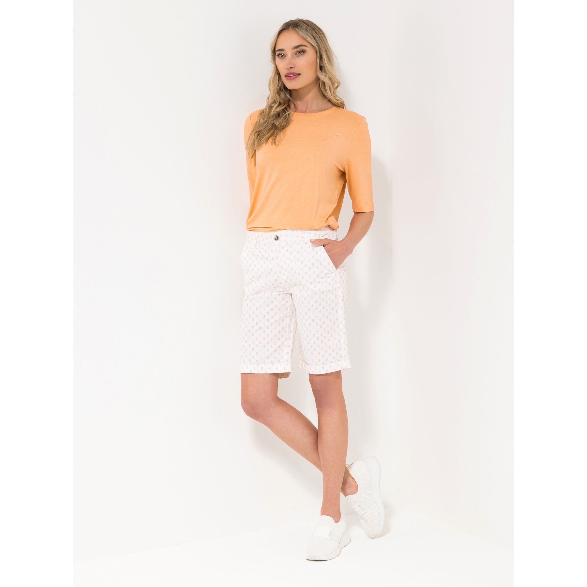 STRANDFEIN Bermuda Twill Strandfein-Druck gerades Bein