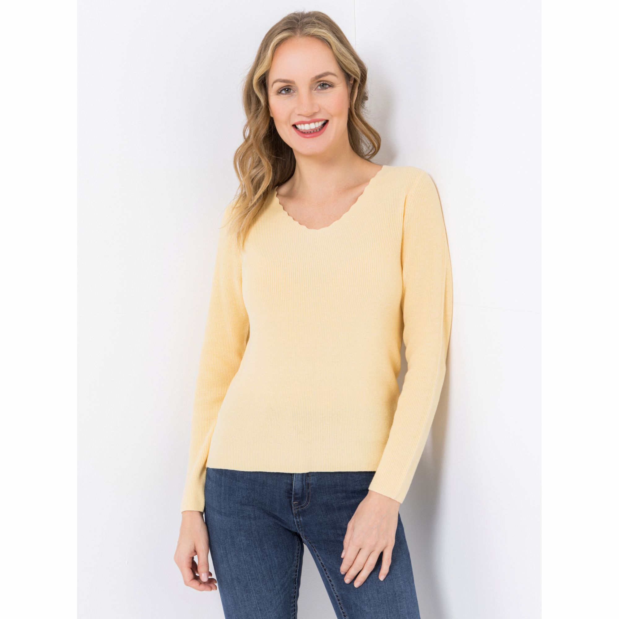 EVA LUTZ Pullover V-Ausschnitt Rippenstrick figurbetont