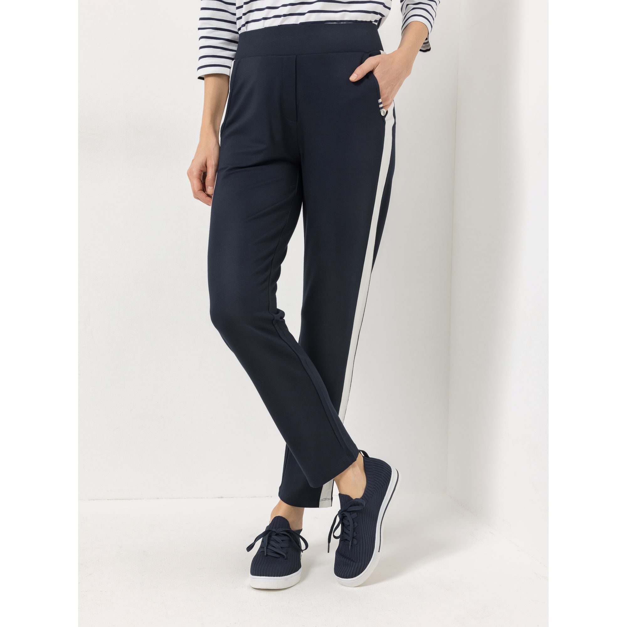 STRANDFEIN Hose knöchellang Rundumdehnbund schmales Bein