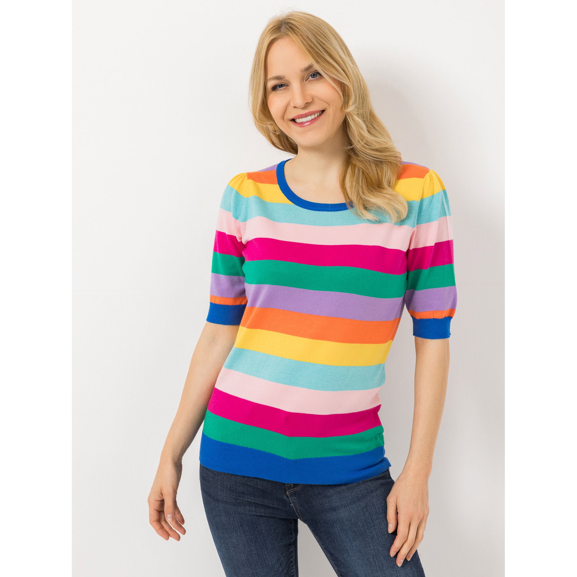 ANNI FOR FRIENDS Pullover langer Halbarm Rundhalsausschnitt figurumspielend