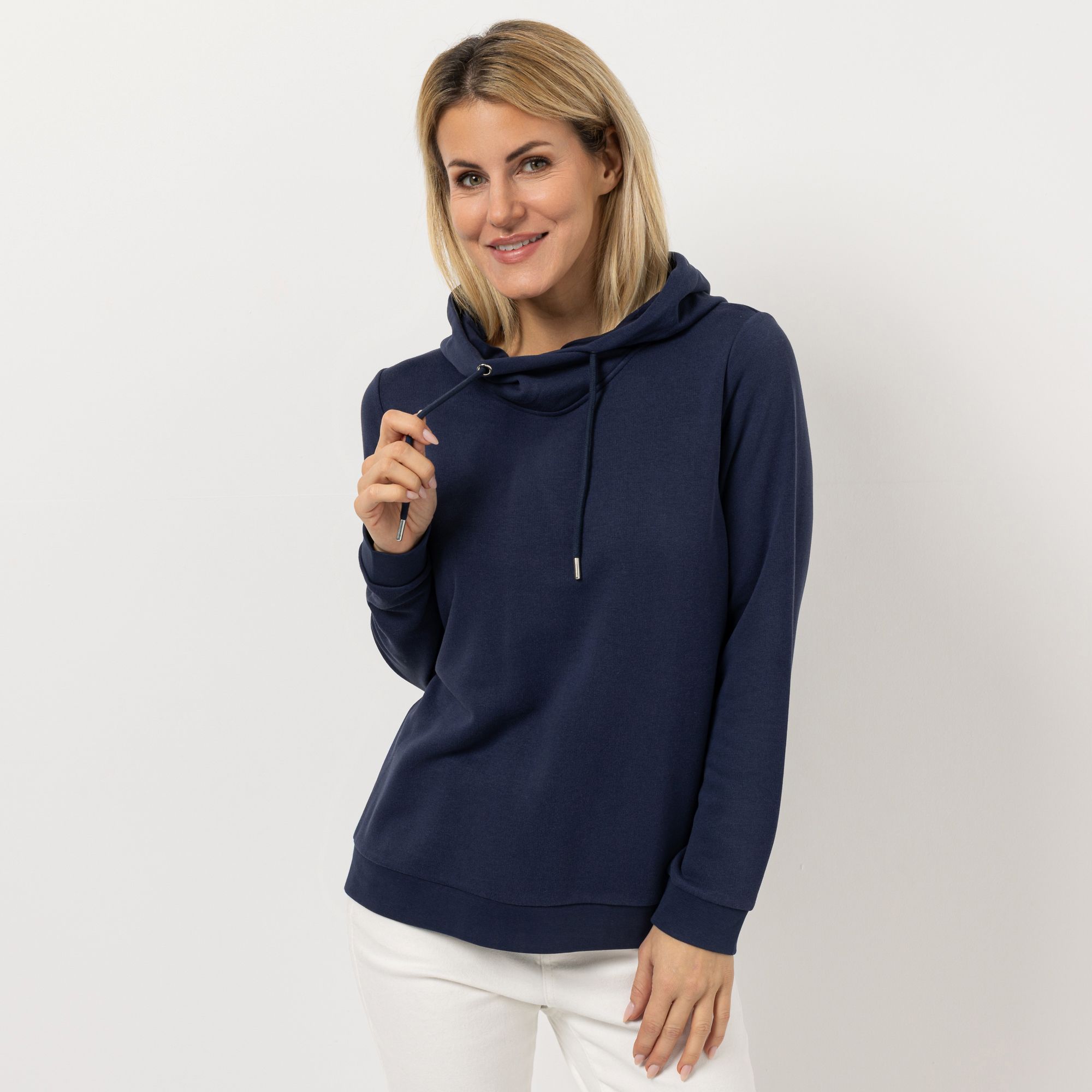 STRANDFEIN Sweatshirt mit Kapuze Logo-Applikation OEKO-TEX®Standard 100 figurumspielend