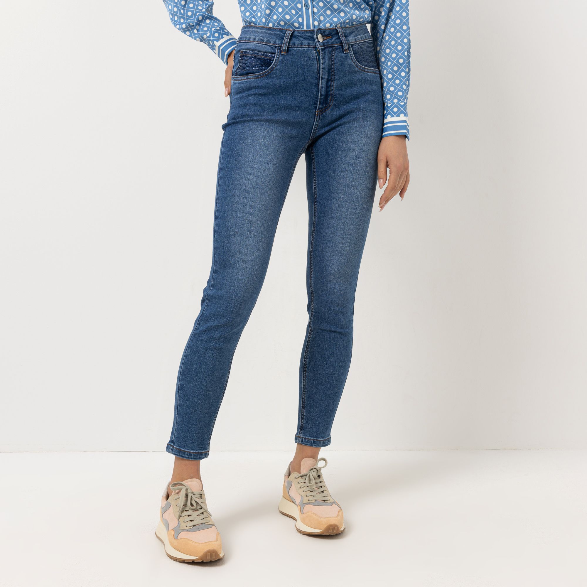 STEFFEN SCHRAUT Jeans knöchellang Strass-Detail sehr schmales Bein