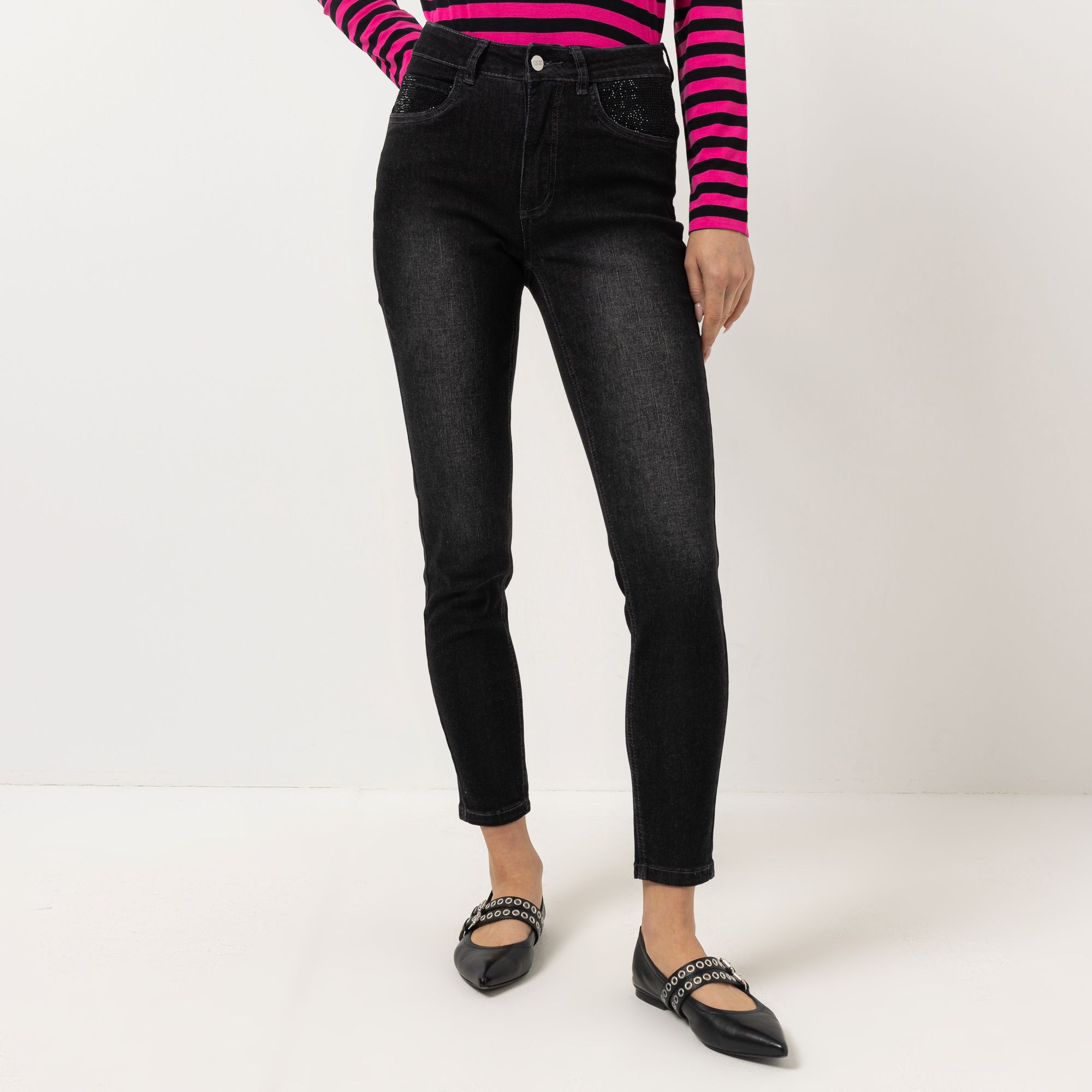 STEFFEN SCHRAUT Jeans knöchellang Strass-Detail sehr schmales Bein