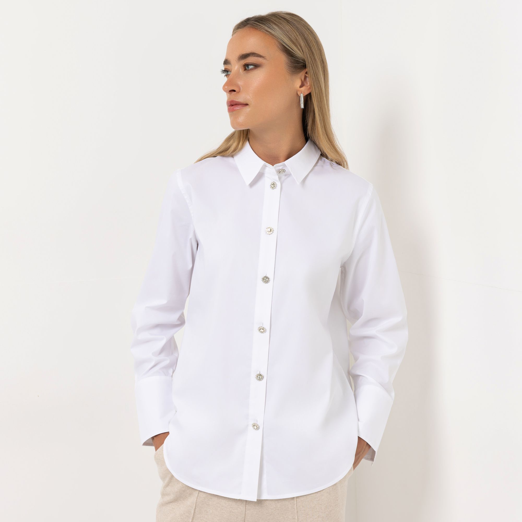 STEFFEN SCHRAUT Bluse Schmuckknöpfe breite Manschette leger weit