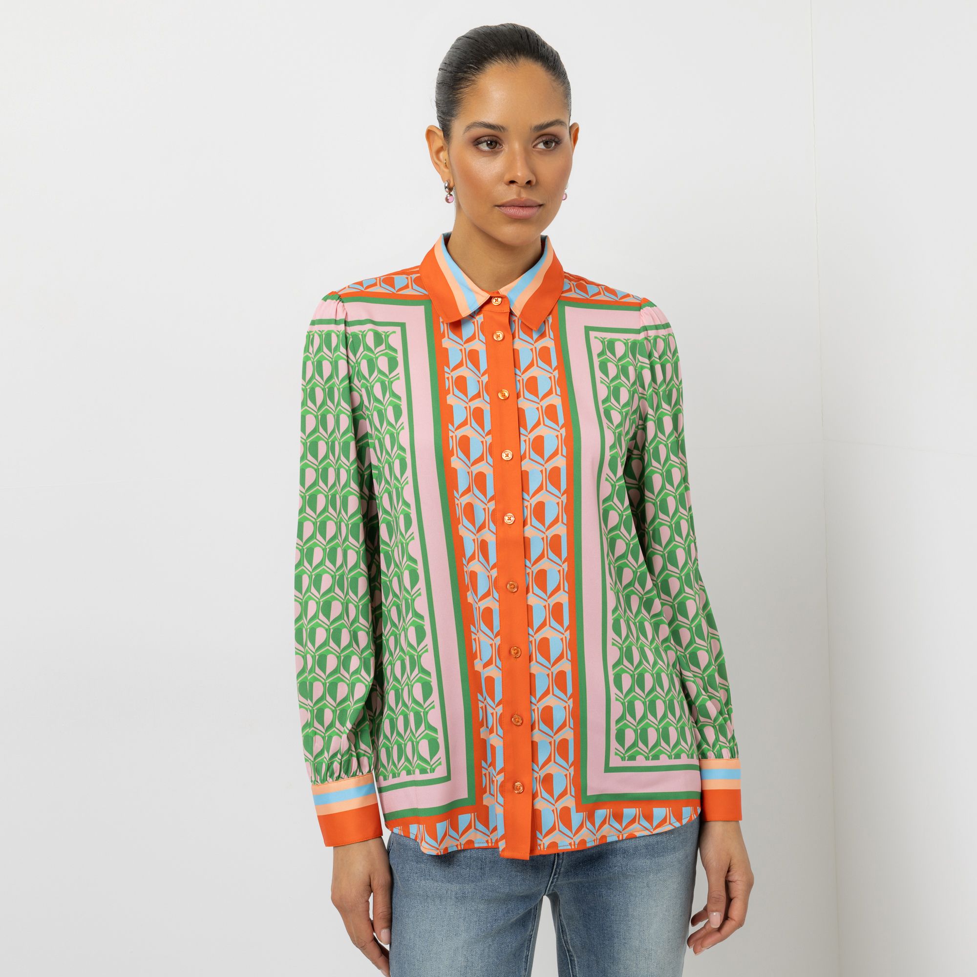 STEFFEN SCHRAUT Bluse, langarm Hemdkragen Knopfleiste leger weit