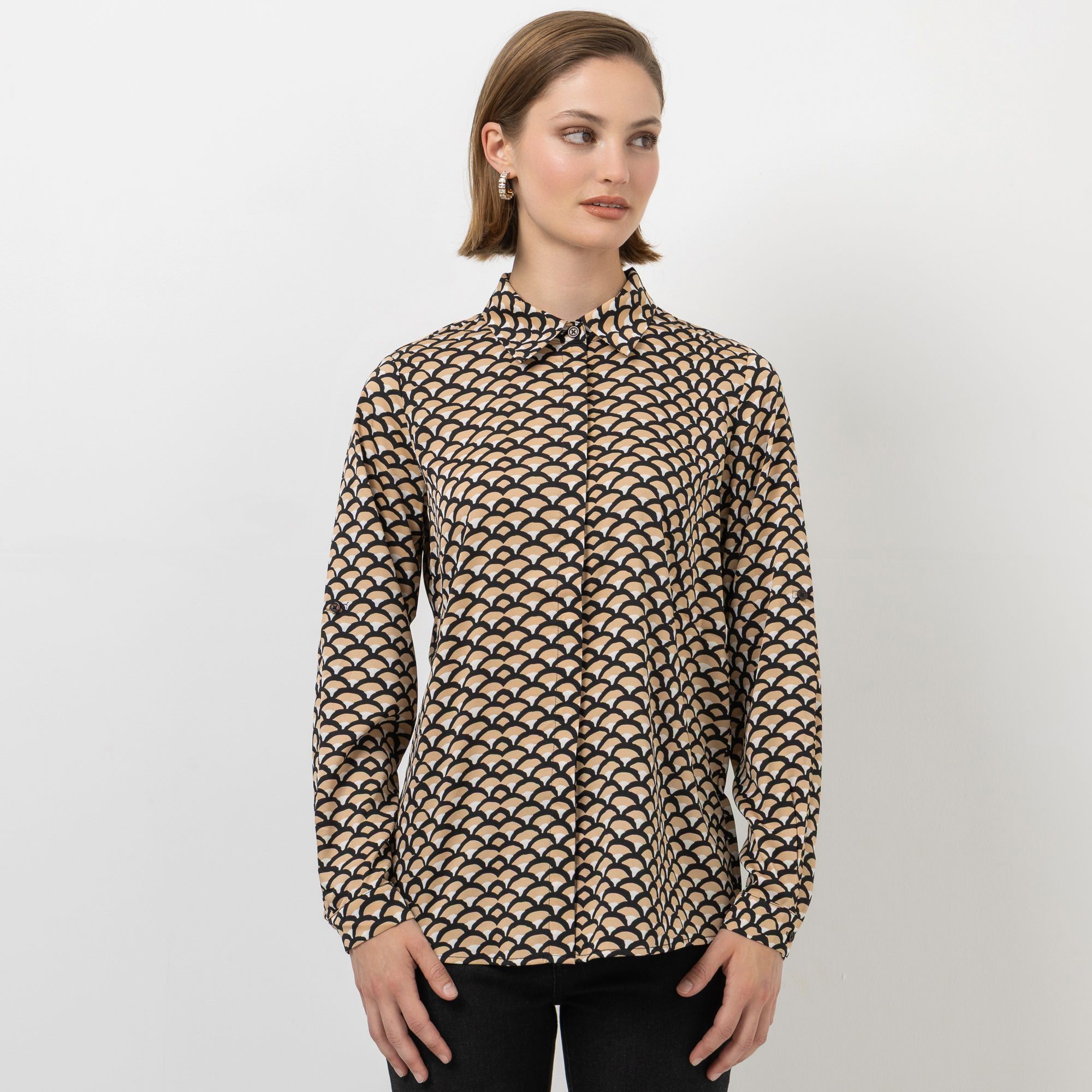 STEFFEN SCHRAUT Bluse Bali Blusenkragen Alloverprint leger weit