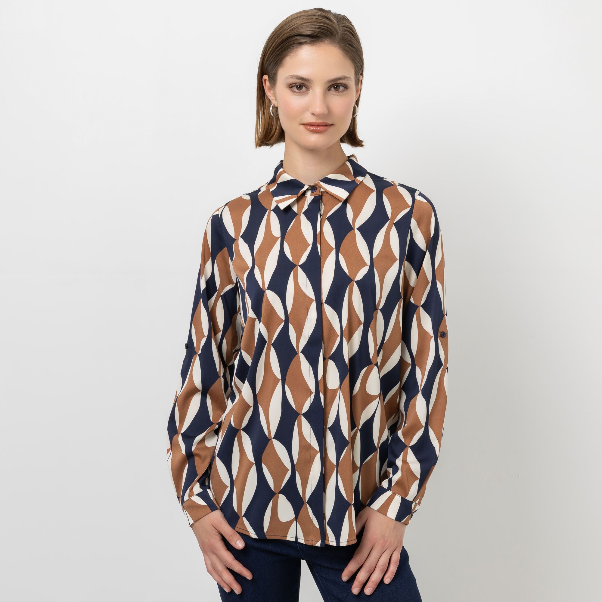STEFFEN SCHRAUT Bluse Bali Blusenkragen Alloverprint leger weit