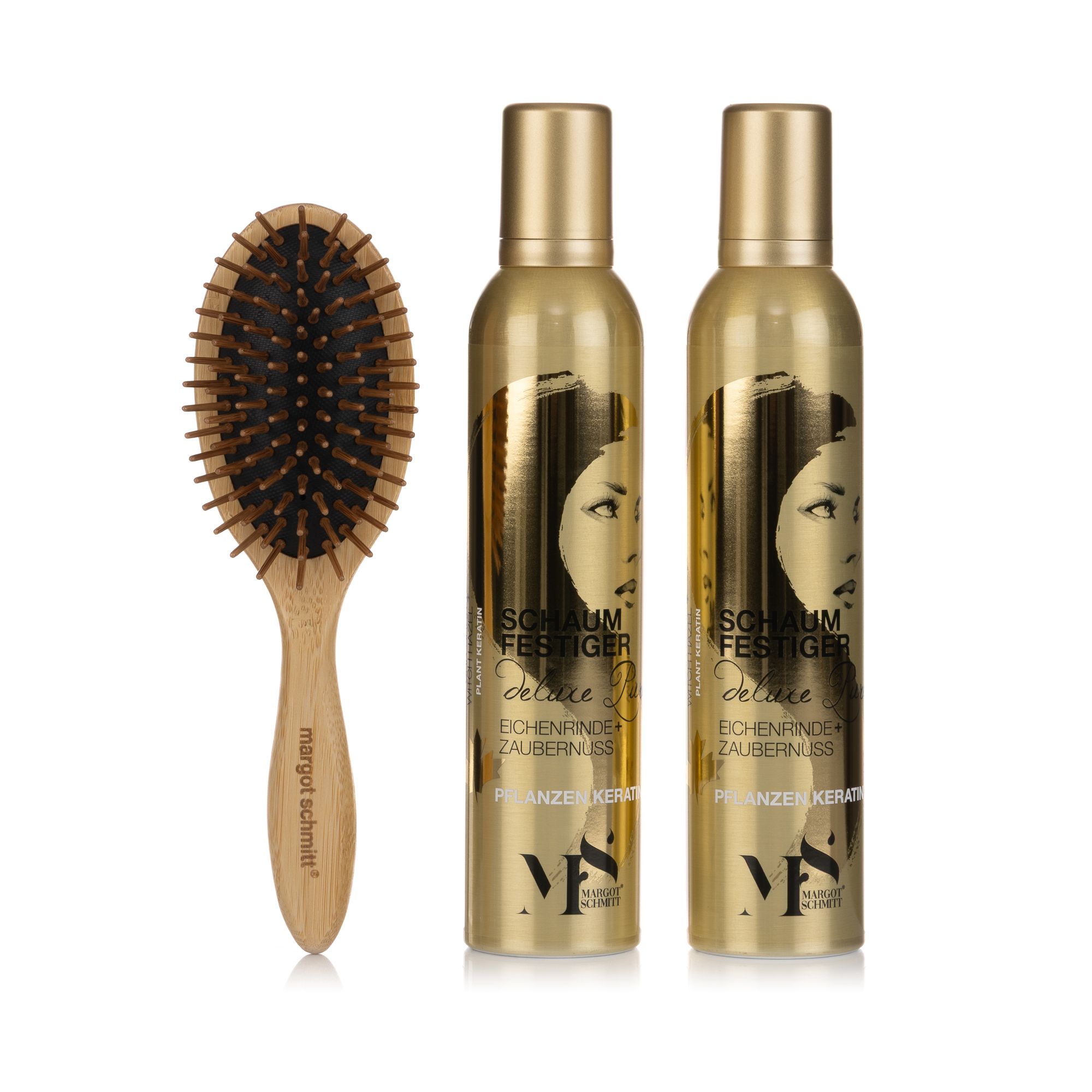 MARGOT SCHMITT® Deluxe Pure Schaumfestiger Duo 2x300ml & Pneumassagebürste