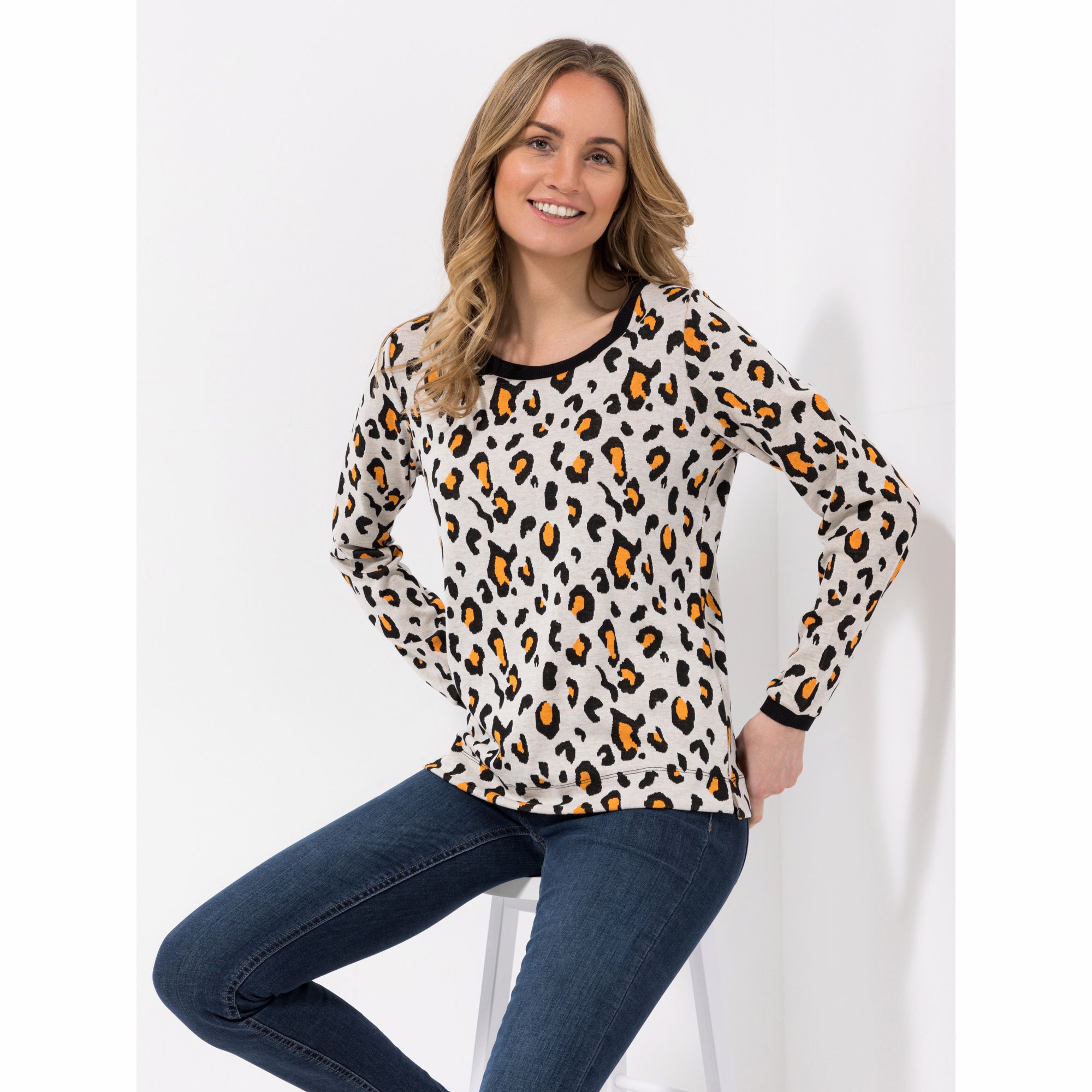 EVA LUTZ Sweatshirt, 1/1-Arm Rundhalsausschnitt Rippbund-Abschlüsse figurumspielend