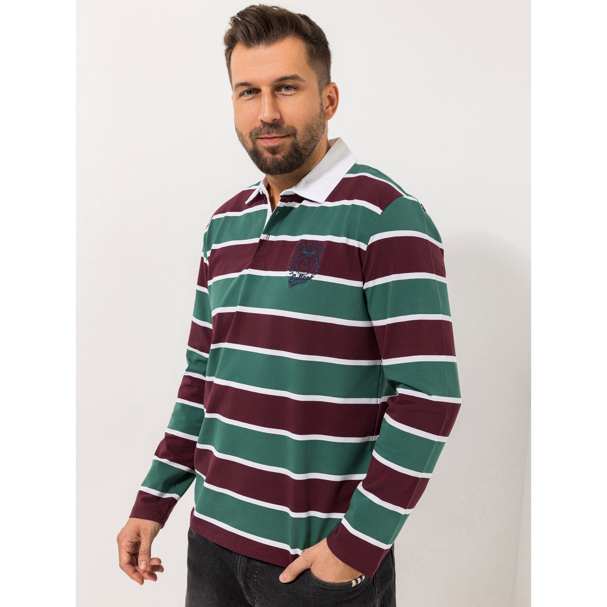 STRANDFEIN Menswear Poloshirt, 1/1-Arm Polokragen OEKO-TEX®Standard 100 College-Stickerei