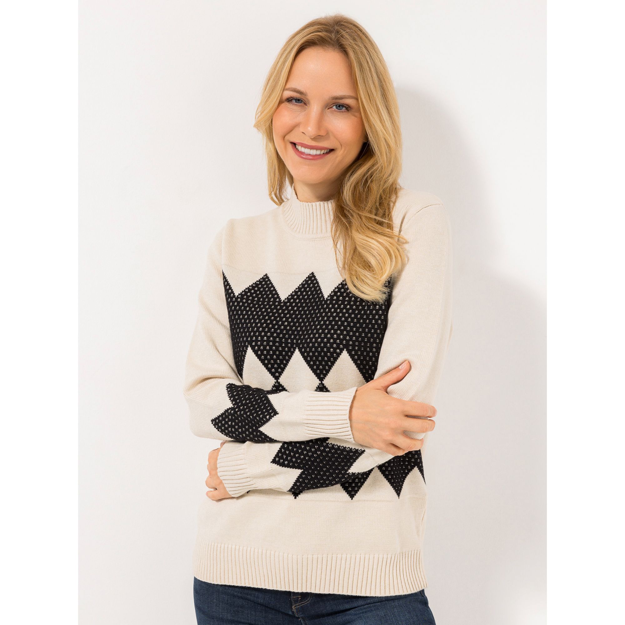 DAWID by Dawid Tomaszewski Pullover, Stehkragen Strickmotiv figurumspielend